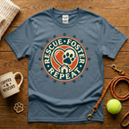 Rescue. Foster. Repeat. Animal Rescue T-Shirt - Vintage Badge