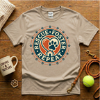 Rescue. Foster. Repeat. Animal Rescue T-Shirt - Vintage Badge