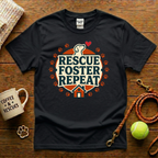 Rescue. Foster. Repeat. Dog Rescue T-Shirt - Vintage Badge