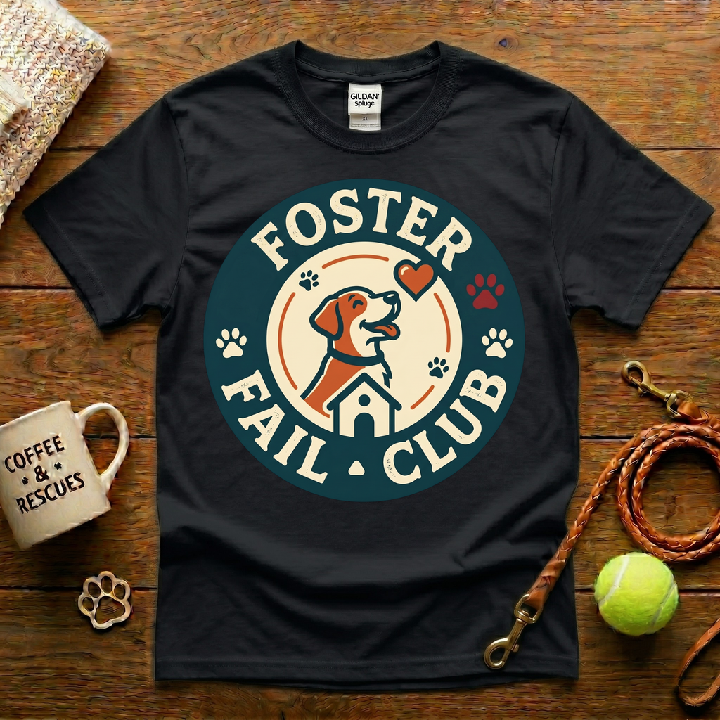 Foster Fail Club Dog Rescue T-Shirt - Vintage Badge