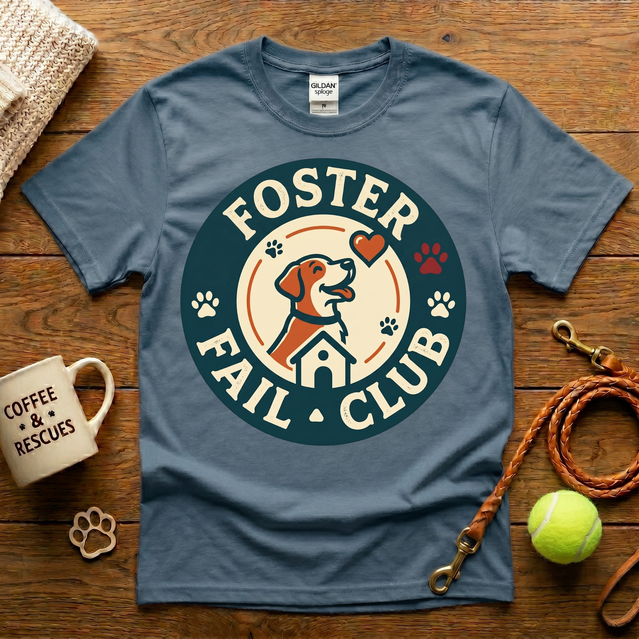 Foster Fail Club Dog Rescue T-Shirt - Vintage Badge