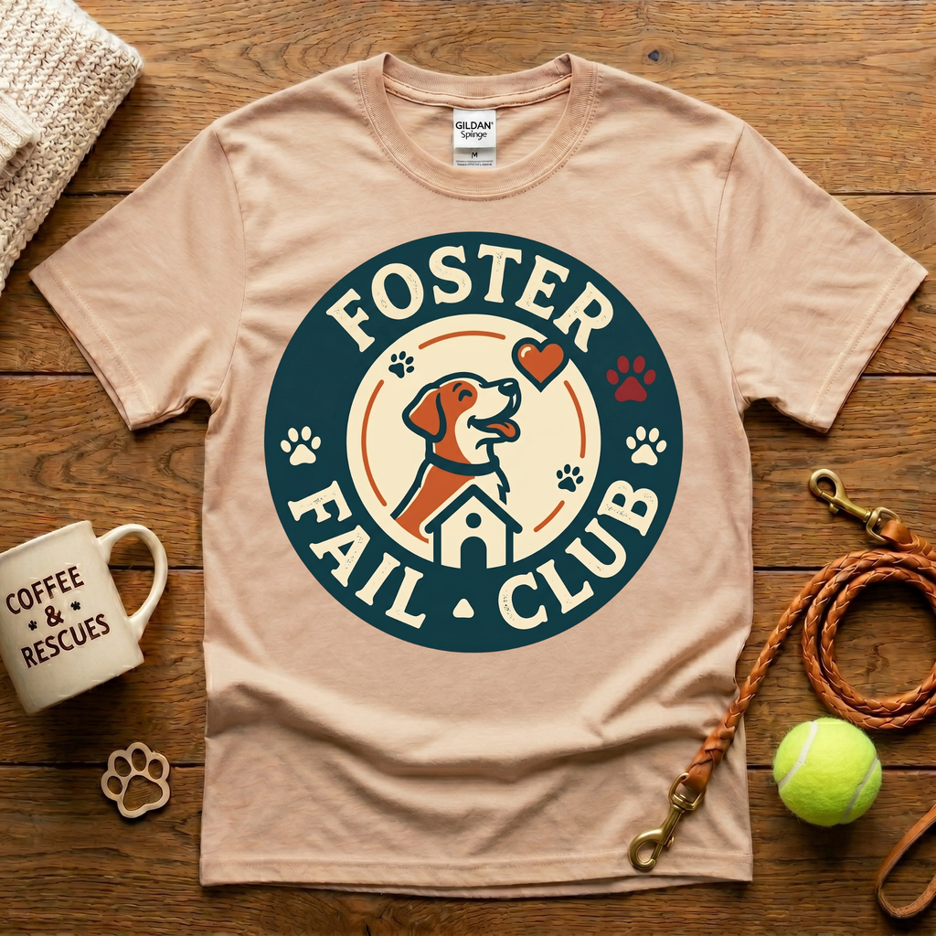 Foster Fail Club Dog Rescue T-Shirt - Vintage Badge