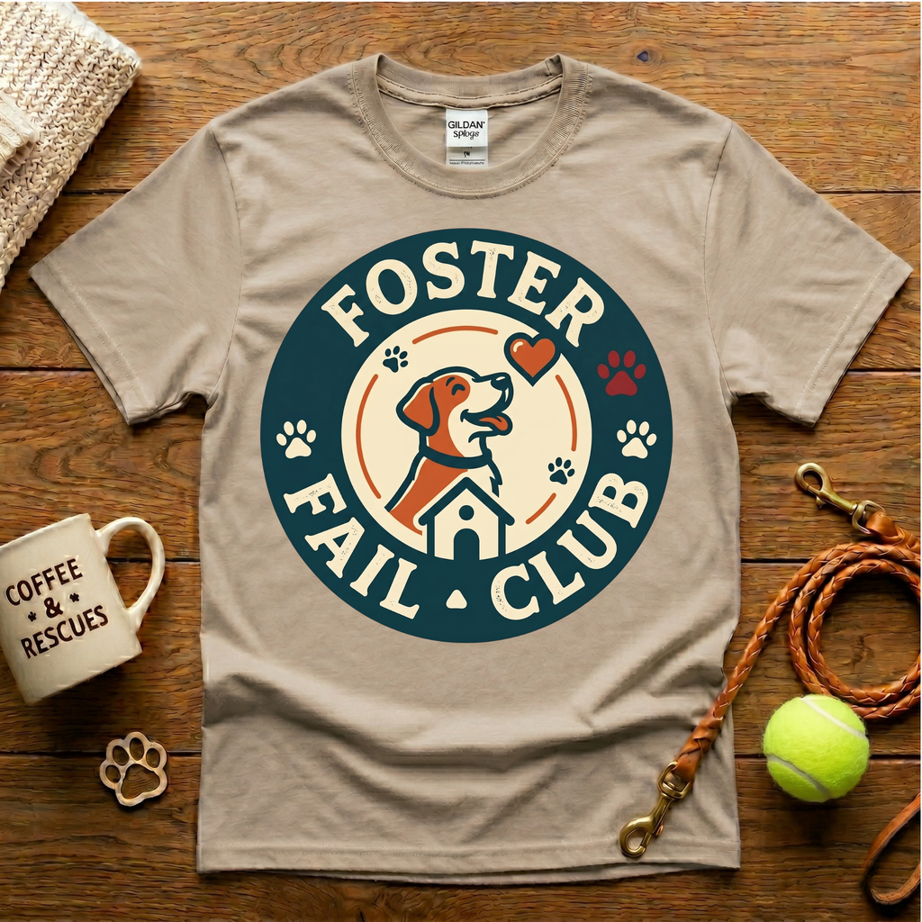 Foster Fail Club Dog Rescue T-Shirt - Vintage Badge
