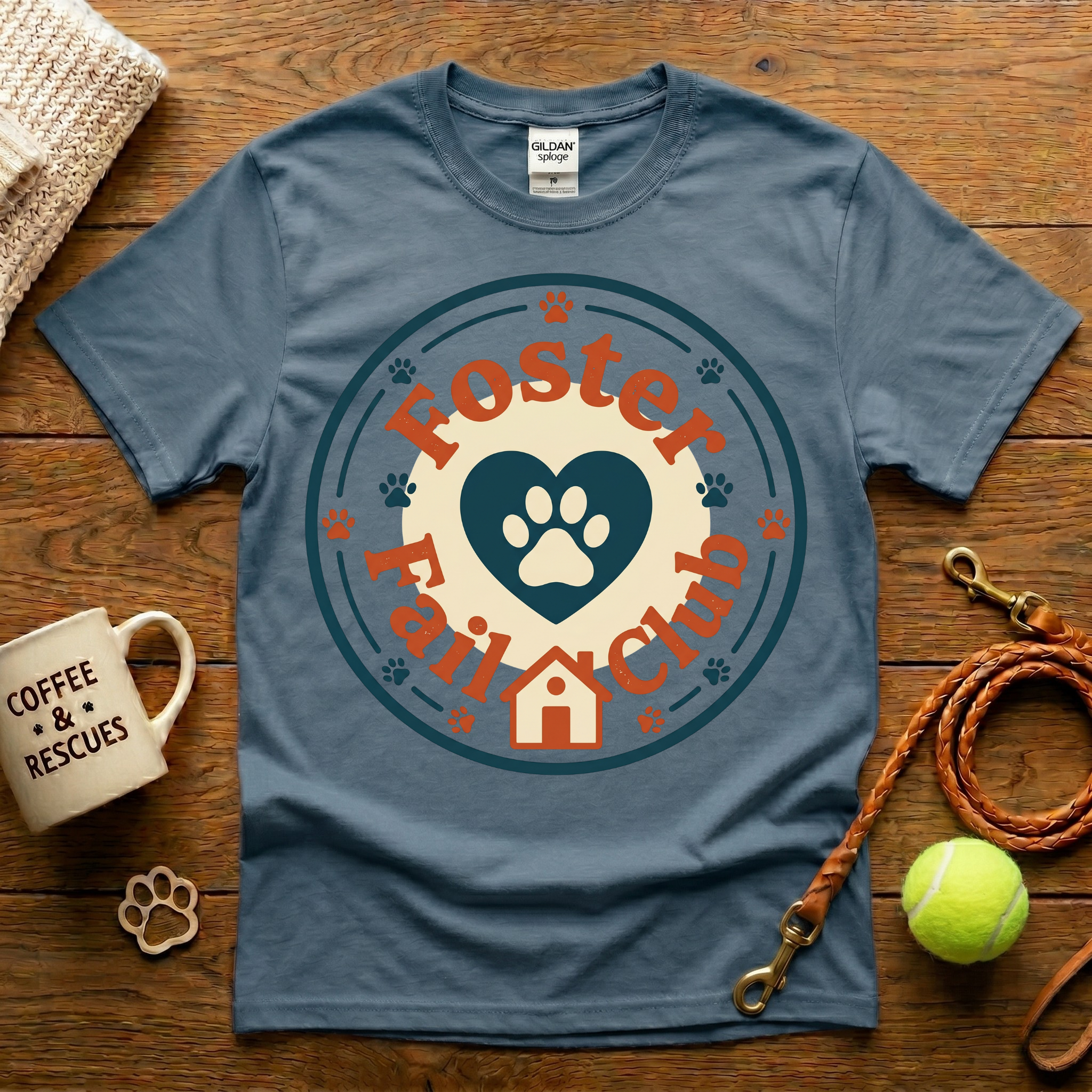 Foster Fail Club Animal Rescue T-Shirt - Vintage Badge