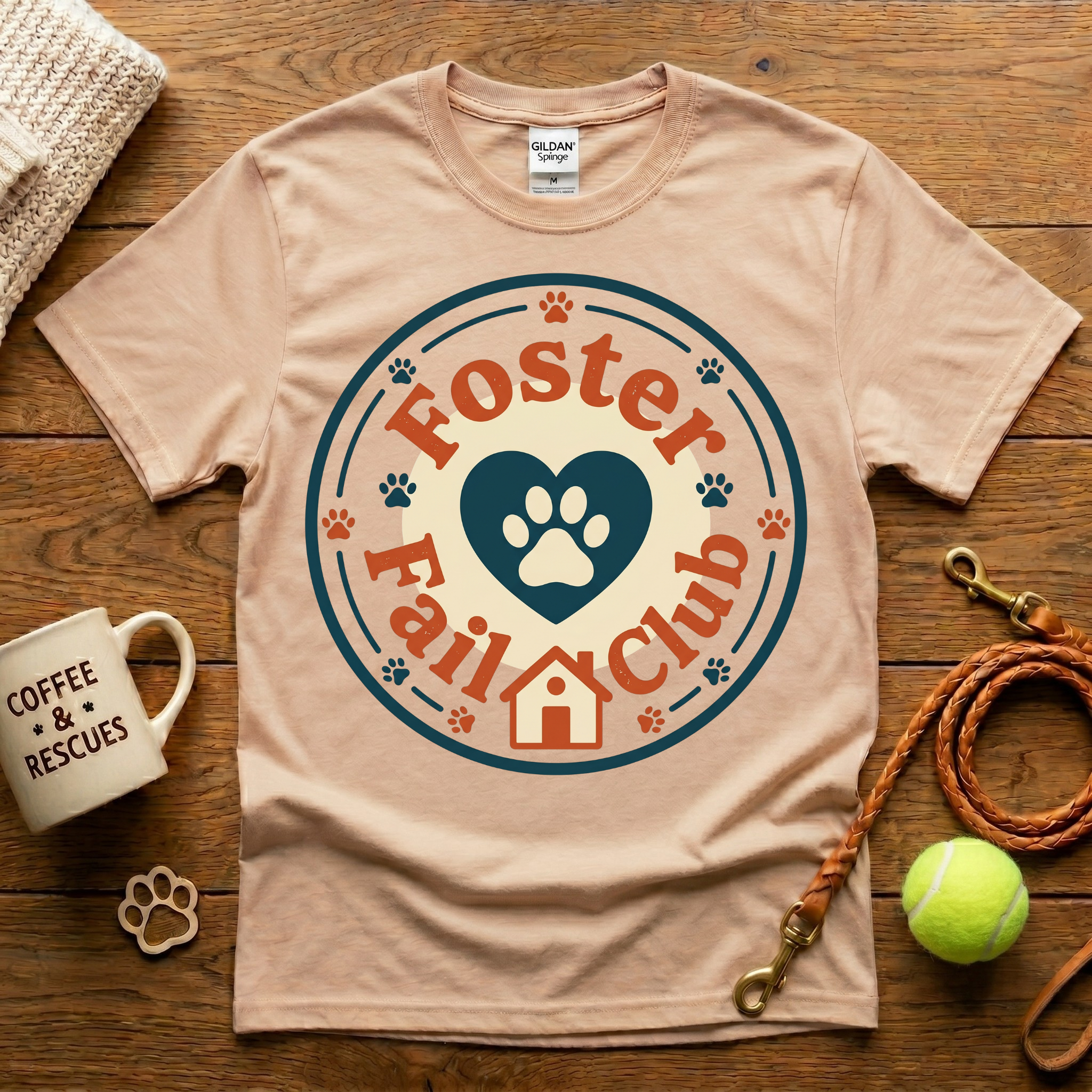 Foster Fail Club Animal Rescue T-Shirt - Vintage Badge