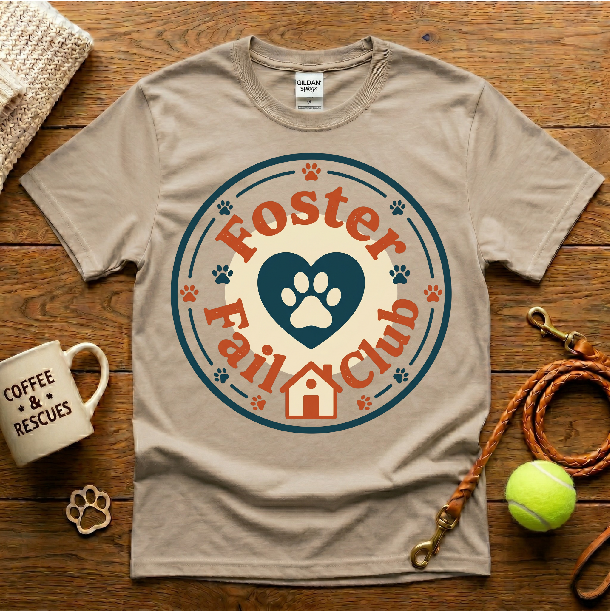Foster Fail Club Animal Rescue T-Shirt - Vintage Badge