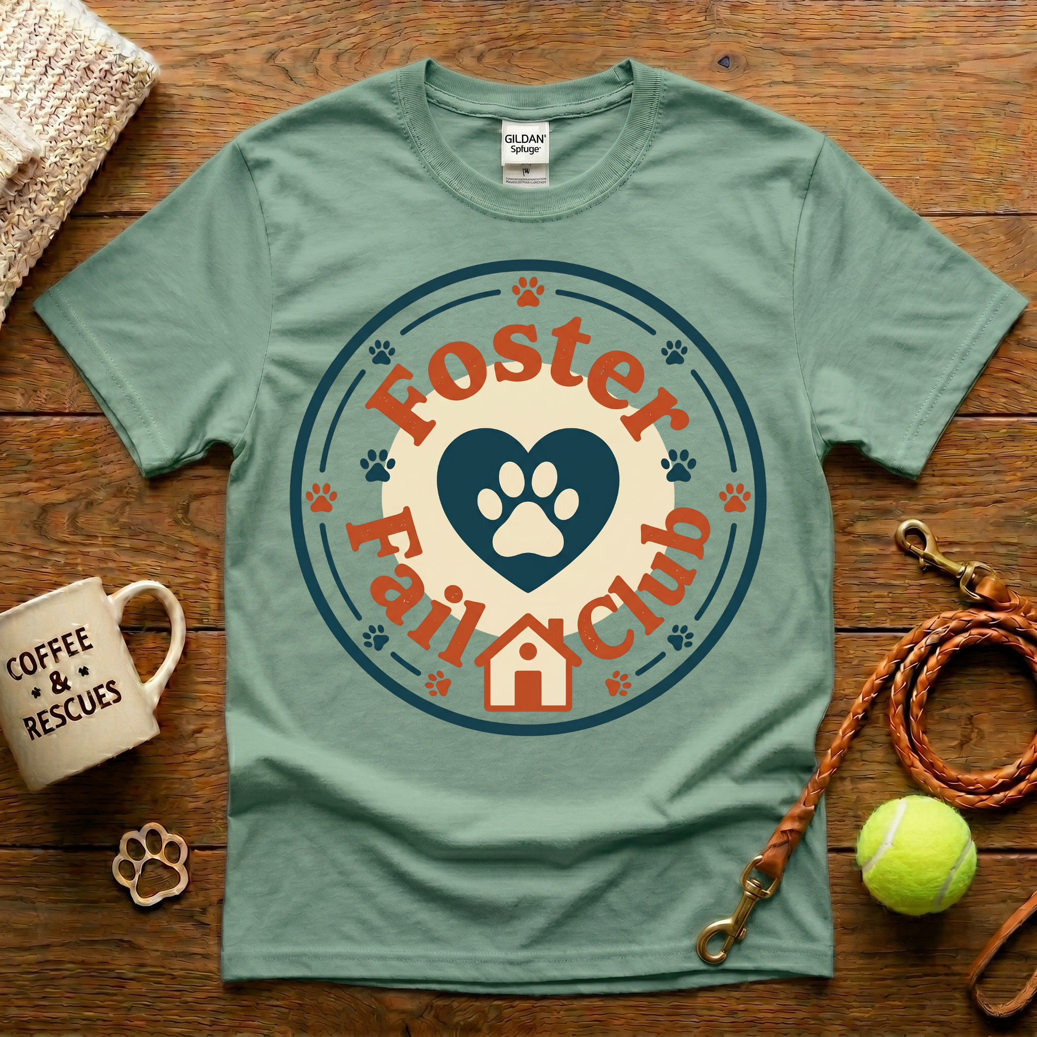 Foster Fail Club Animal Rescue T-Shirt - Vintage Badge