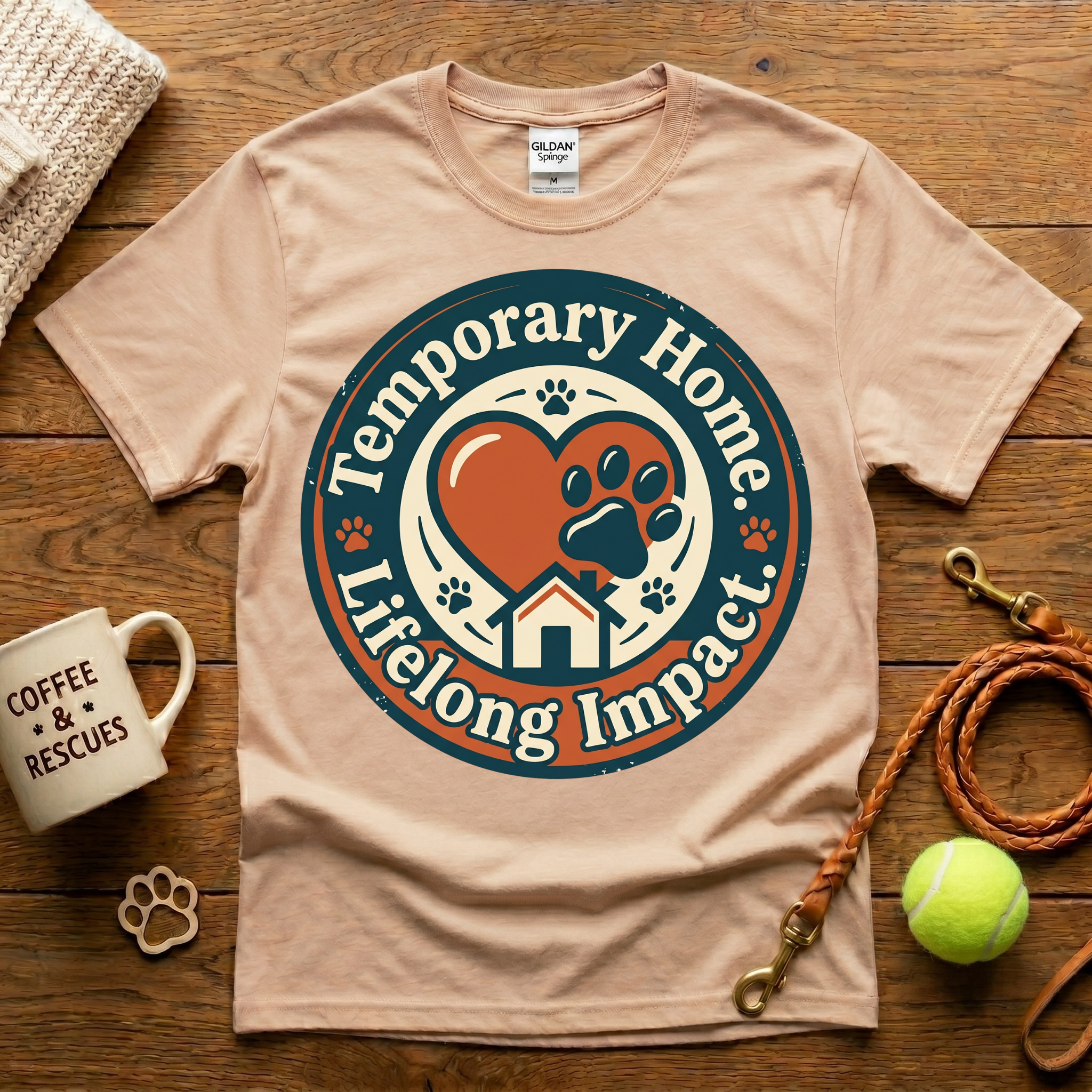 Temporary Home Lifelong Impact Animal Rescue T-Shirt - Vintage Badge