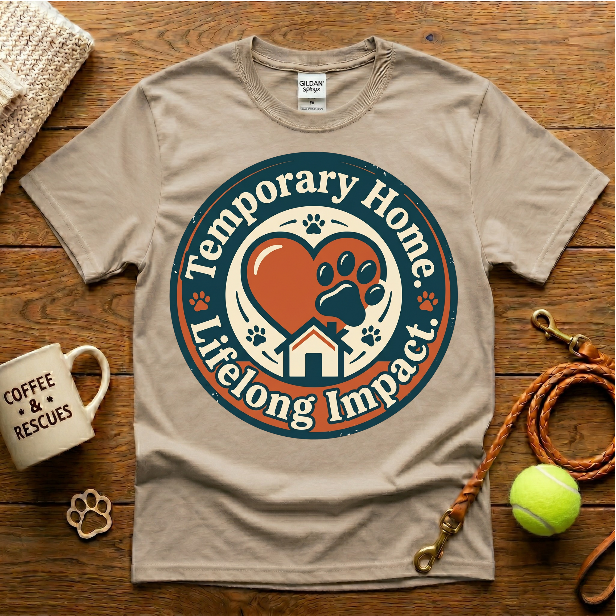 Temporary Home Lifelong Impact Animal Rescue T-Shirt - Vintage Badge
