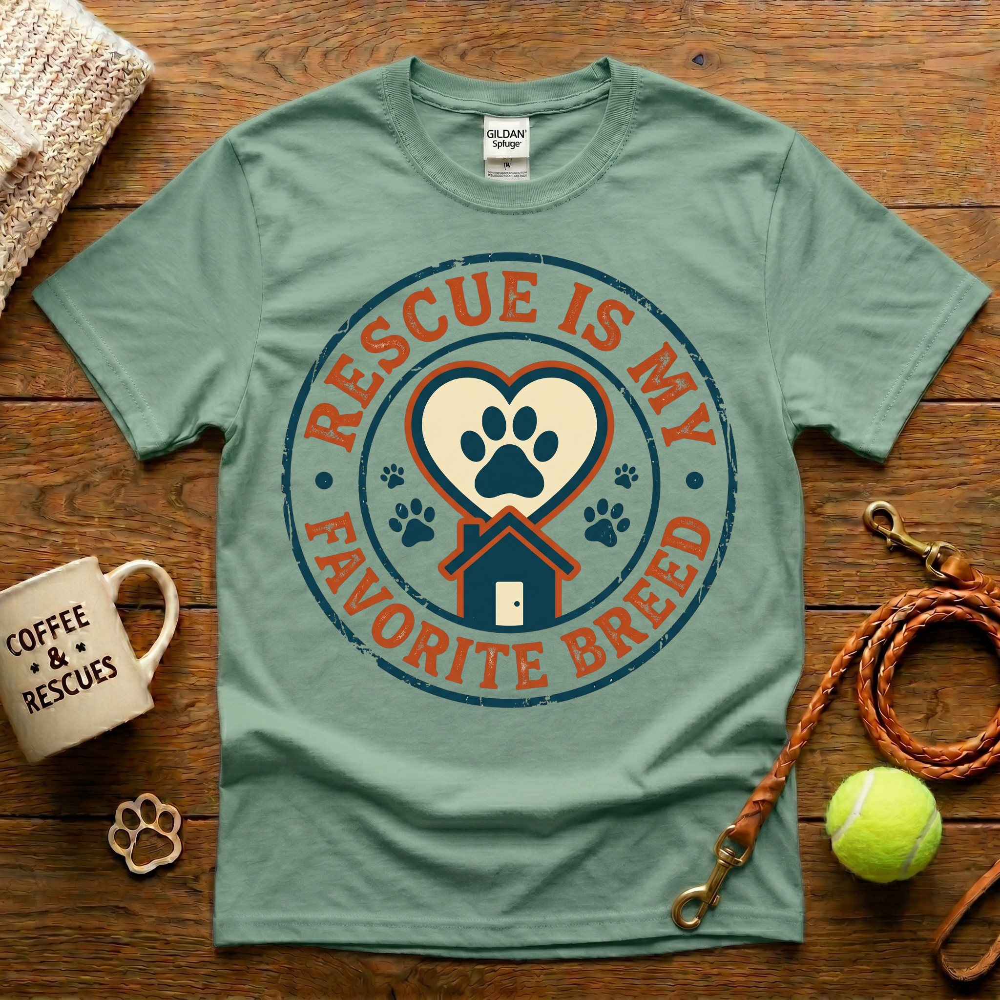 Rescue Is My Favorite Breed Animal Rescue T-Shirt - Vintage Badge