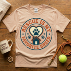 Rescue Is My Favorite Breed Animal Rescue T-Shirt - Vintage Badge