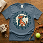 Rescue Is My Favorite Breed Dog Rescue T-Shirt - Vintage Badge