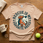 Rescue Is My Favorite Breed Dog Rescue T-Shirt - Vintage Badge