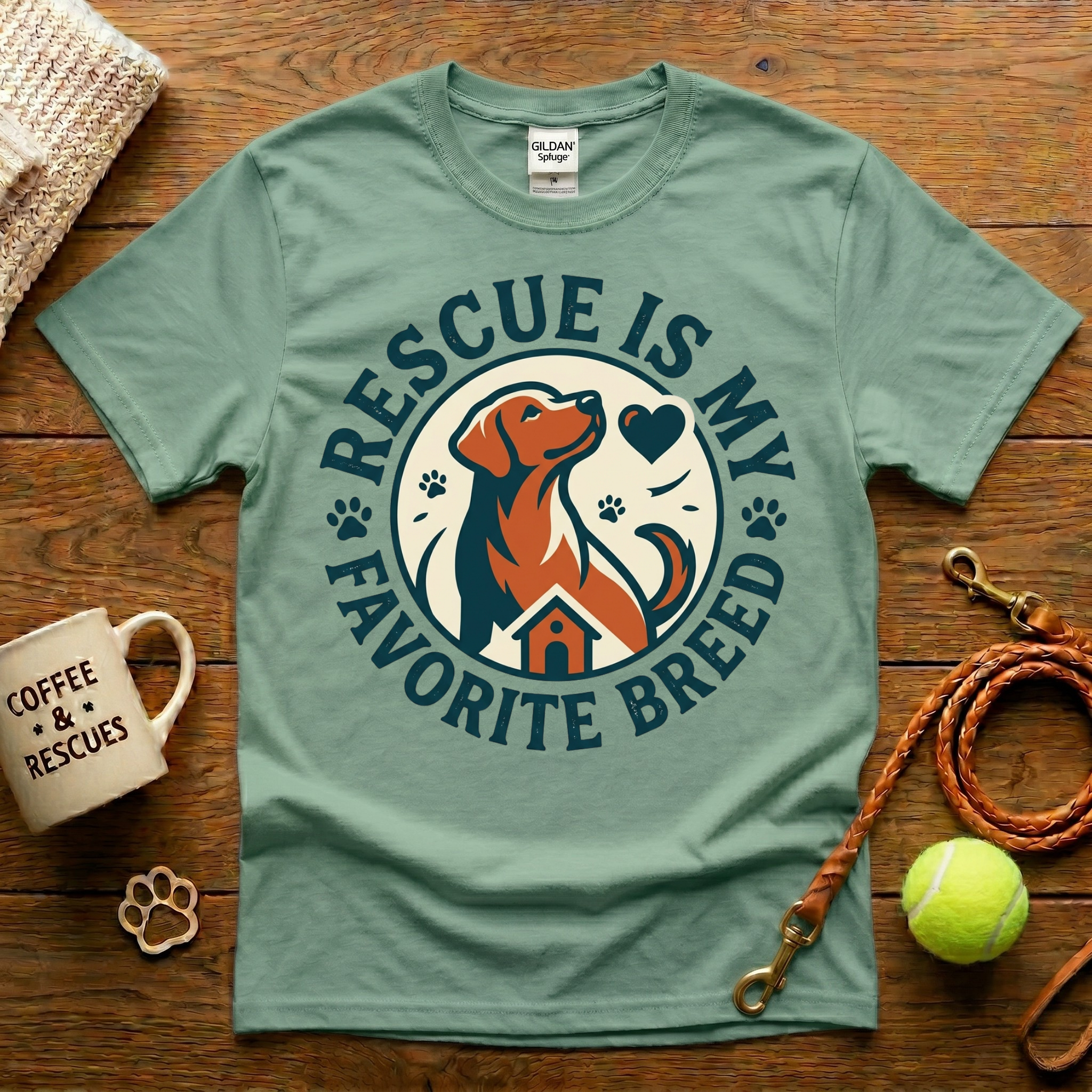 Rescue Is My Favorite Breed Dog Rescue T-Shirt - Vintage Badge