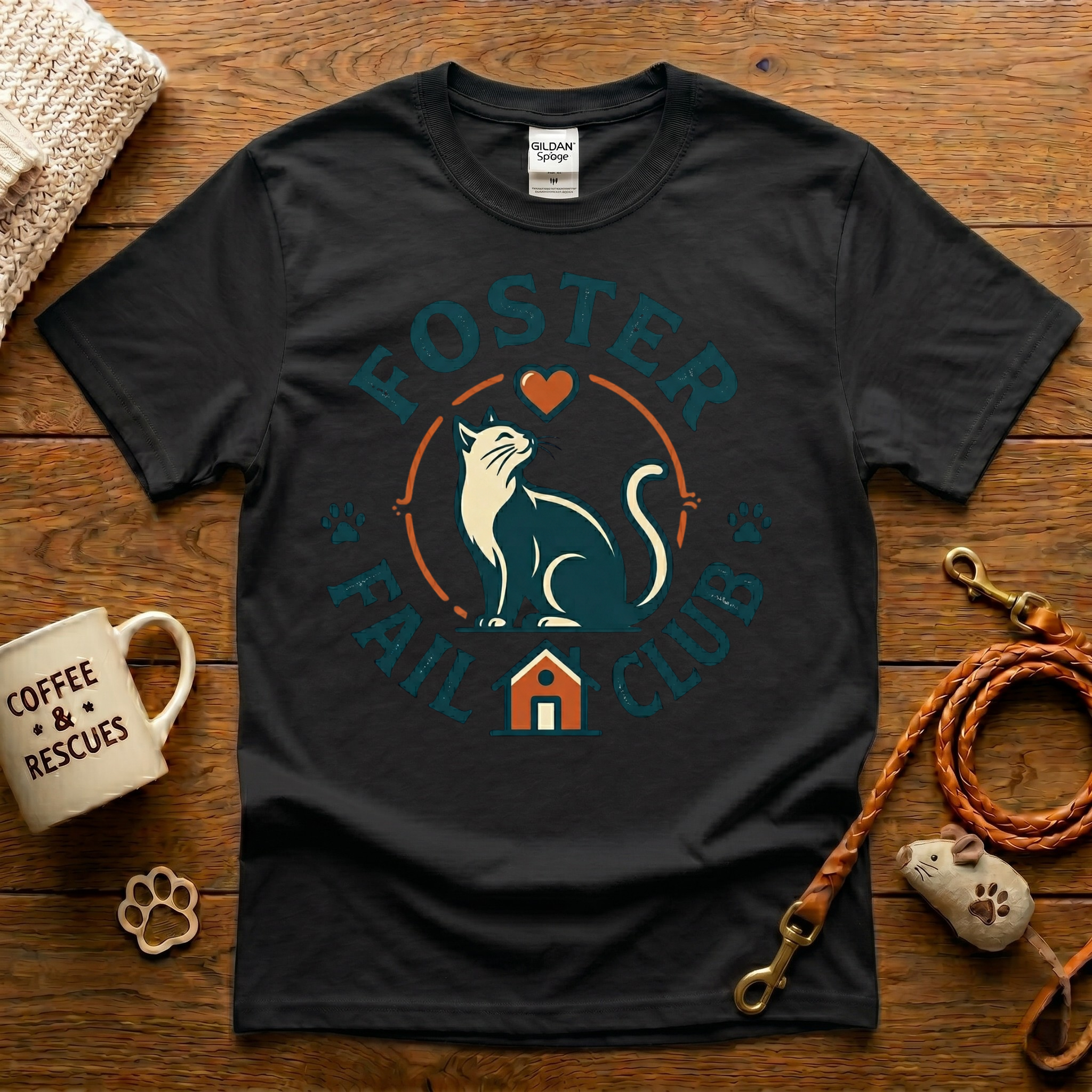 Foster Fail Club Cat Rescue T-Shirt - Vintage Badge