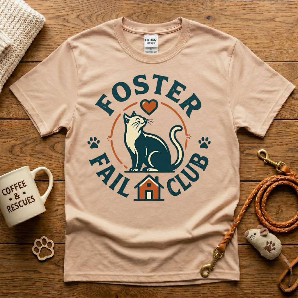 Foster Fail Club Cat Rescue T-Shirt - Vintage Badge