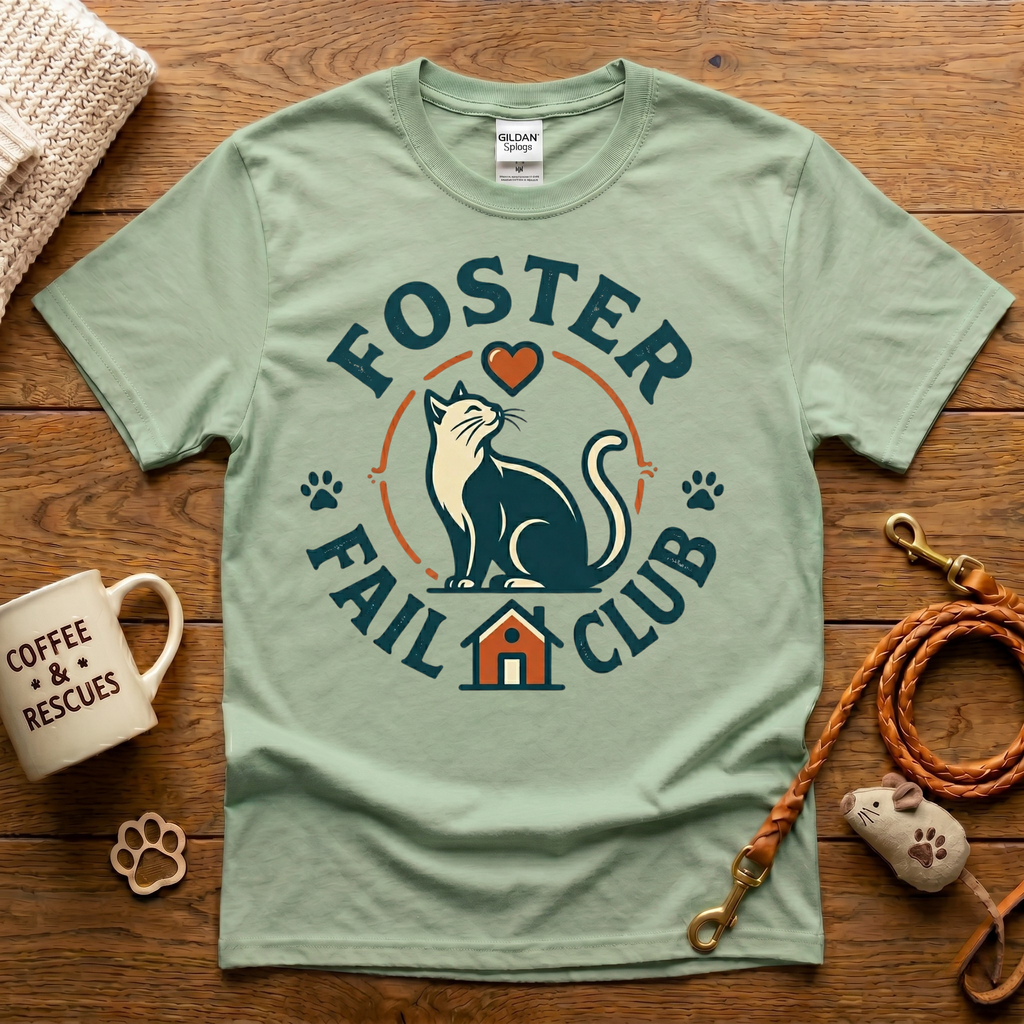 Foster Fail Club Cat Rescue T-Shirt - Vintage Badge