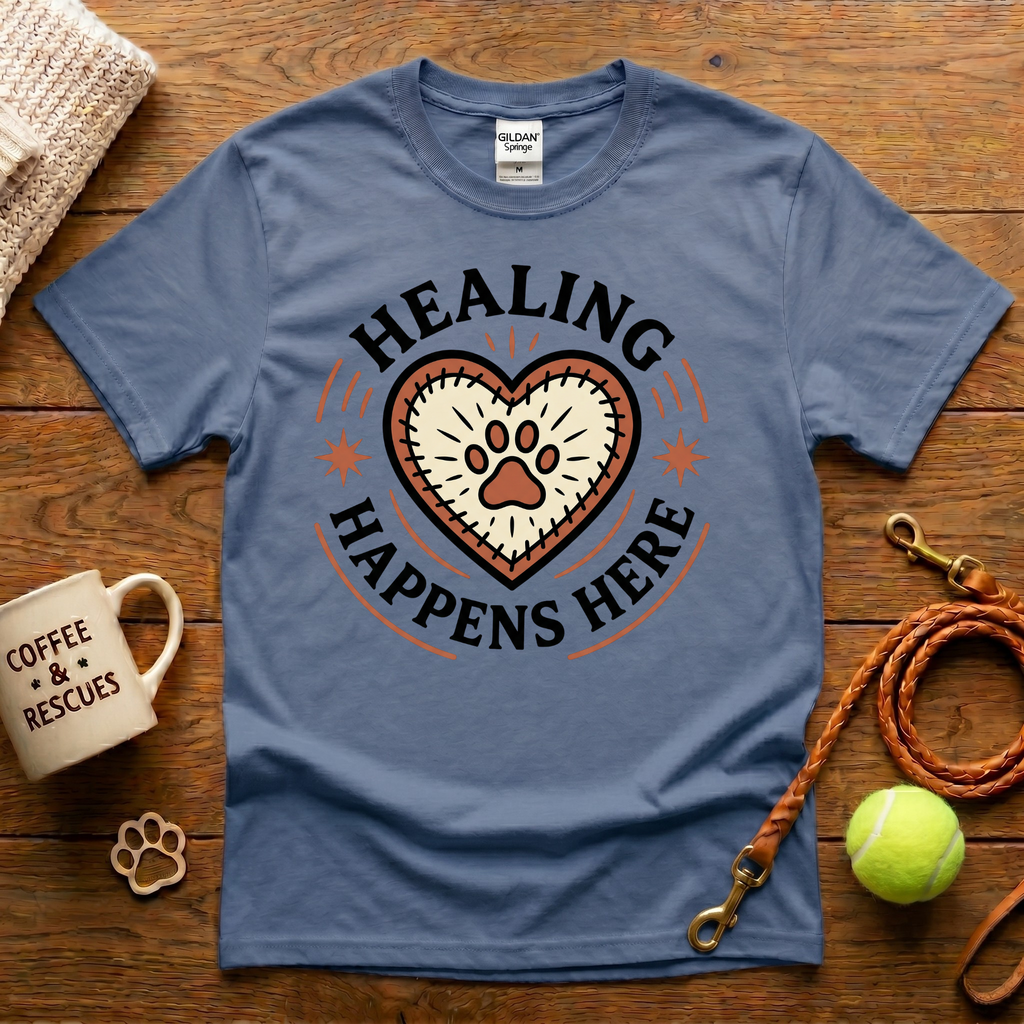 Healing Happens Here Animal Rescue T-Shirt - Tattoo Badge