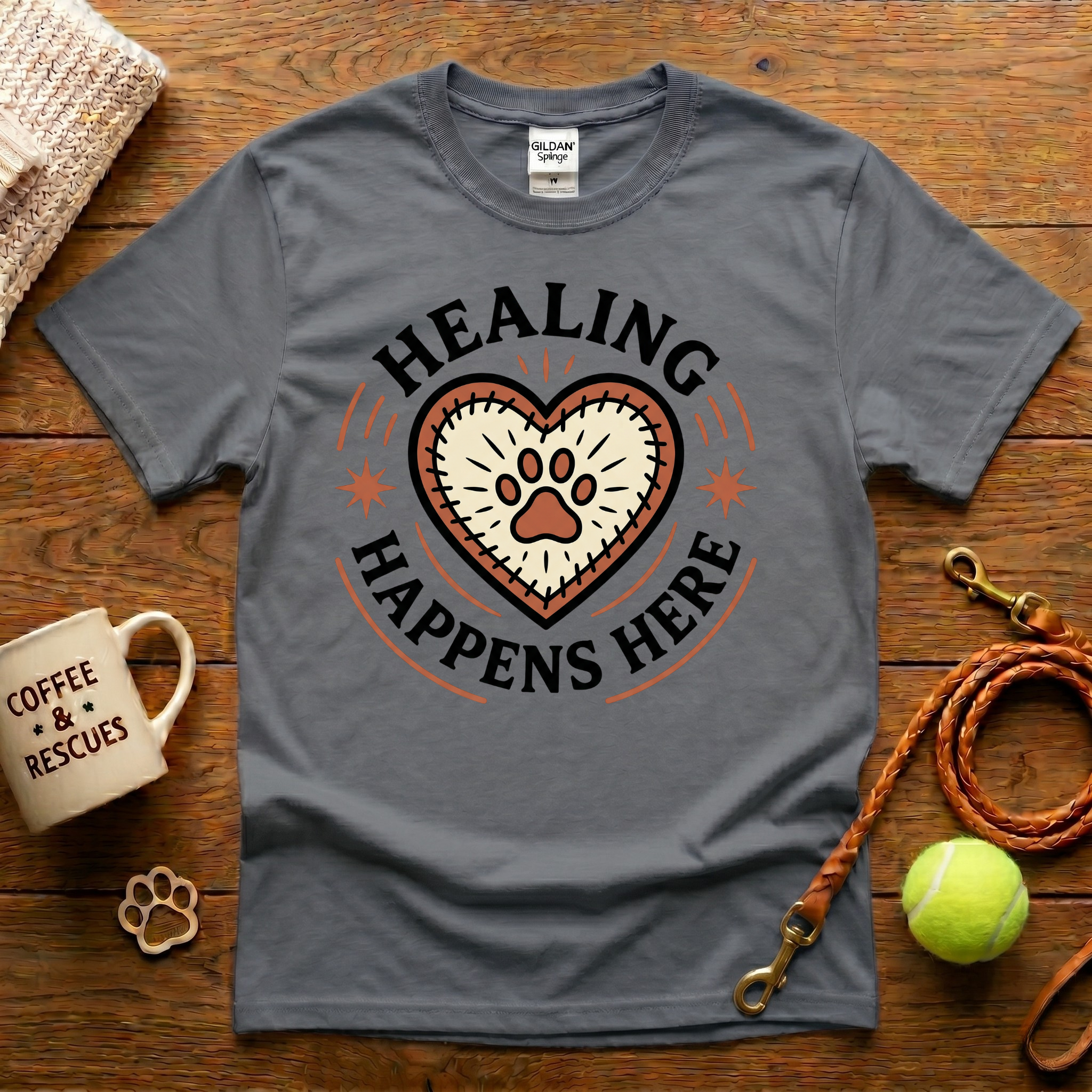 Healing Happens Here Animal Rescue T-Shirt - Tattoo Badge