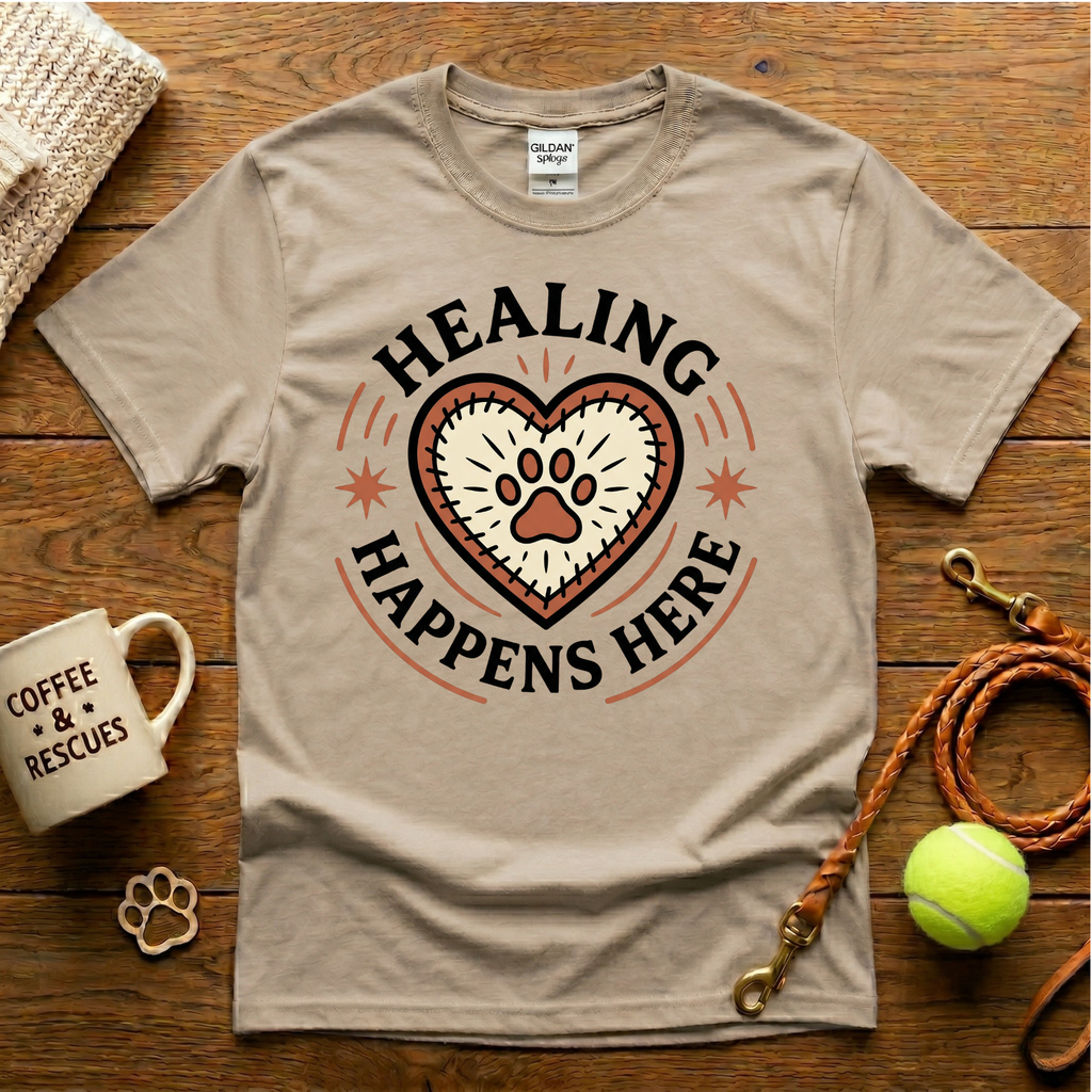 Healing Happens Here Animal Rescue T-Shirt - Tattoo Badge