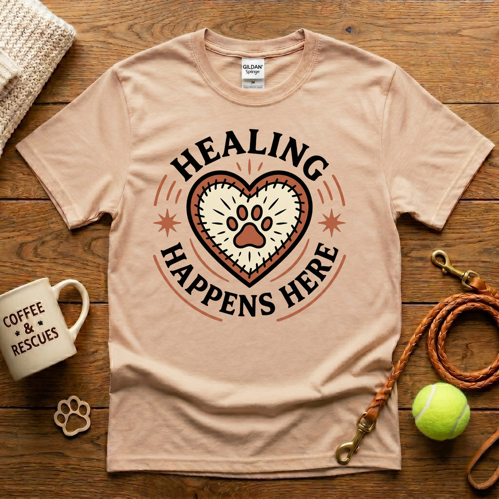 Healing Happens Here Animal Rescue T-Shirt - Tattoo Badge