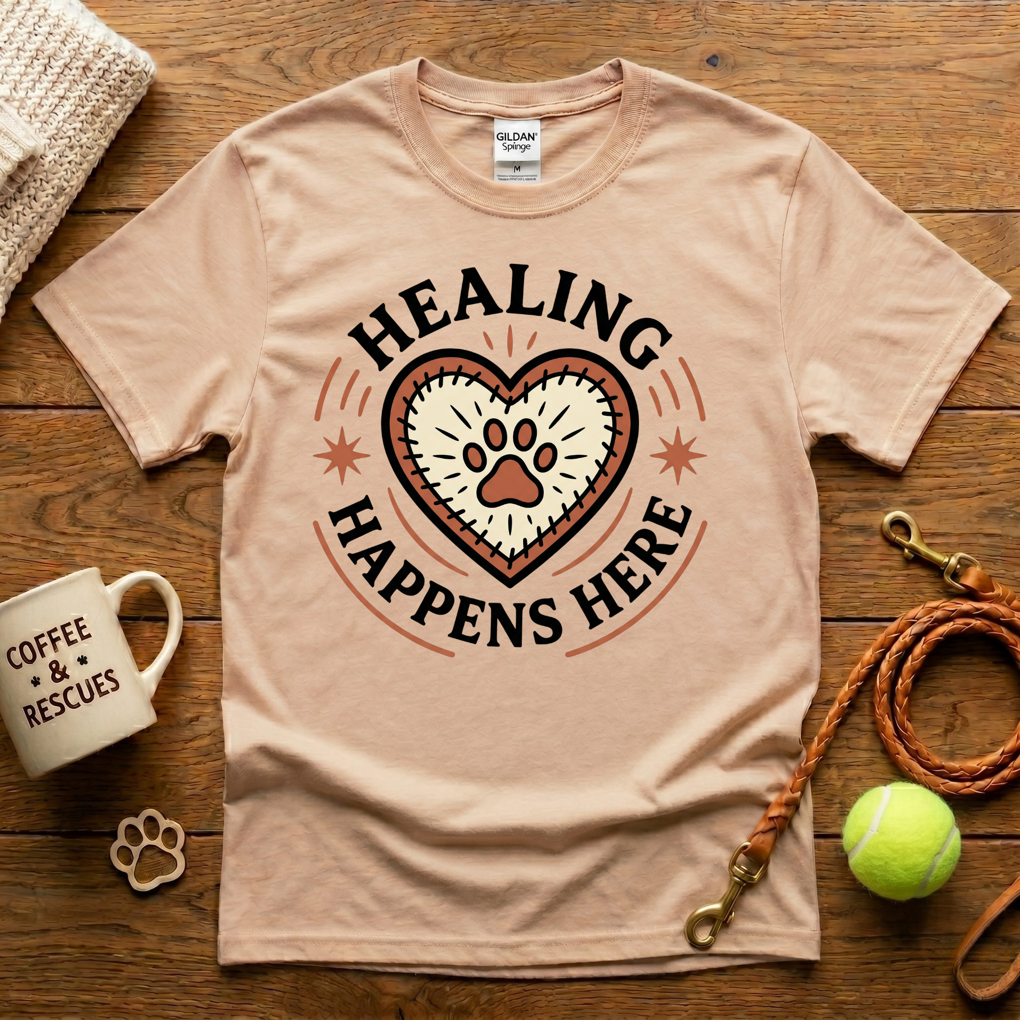 Healing Happens Here Animal Rescue T-Shirt - Tattoo Badge