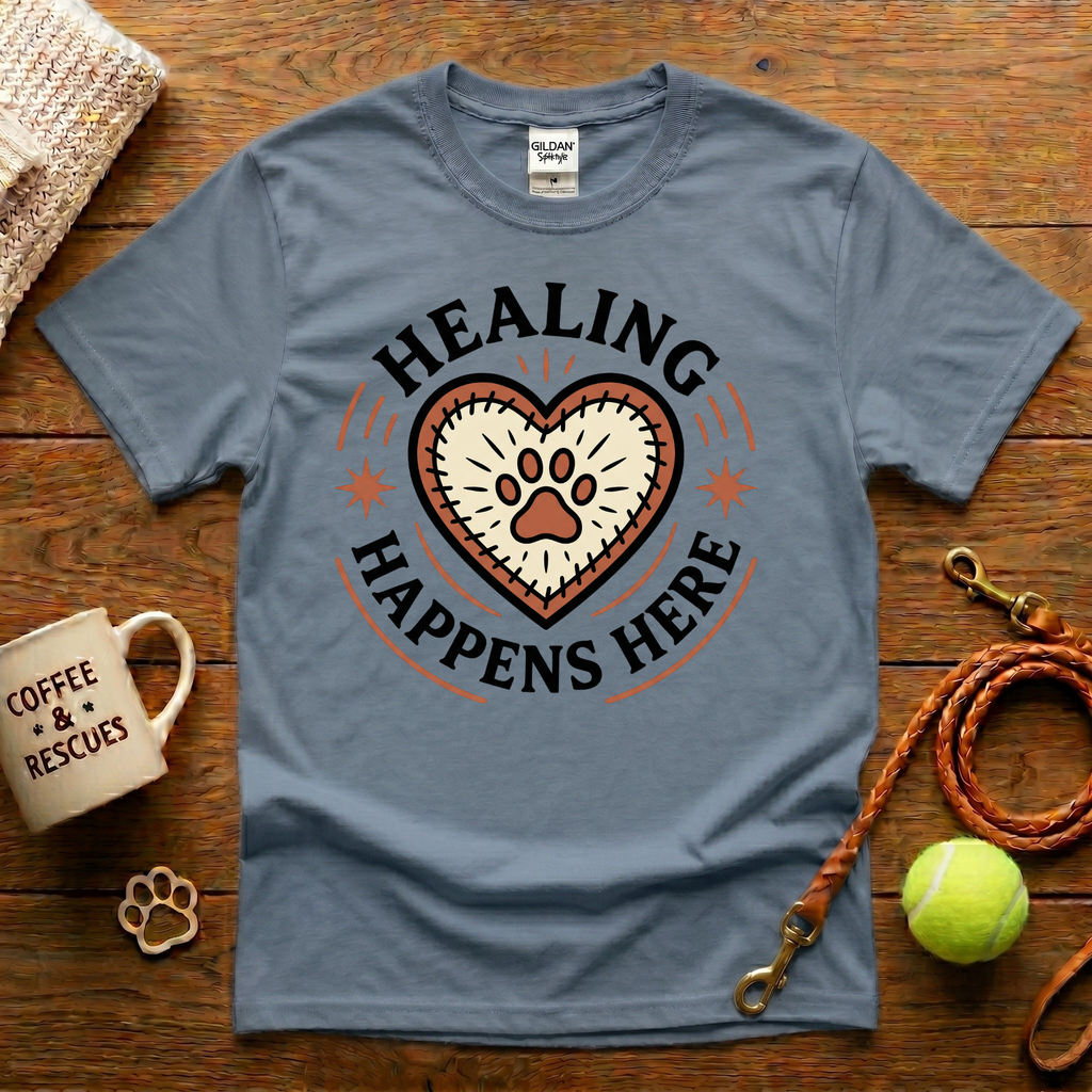 Healing Happens Here Animal Rescue T-Shirt - Tattoo Badge