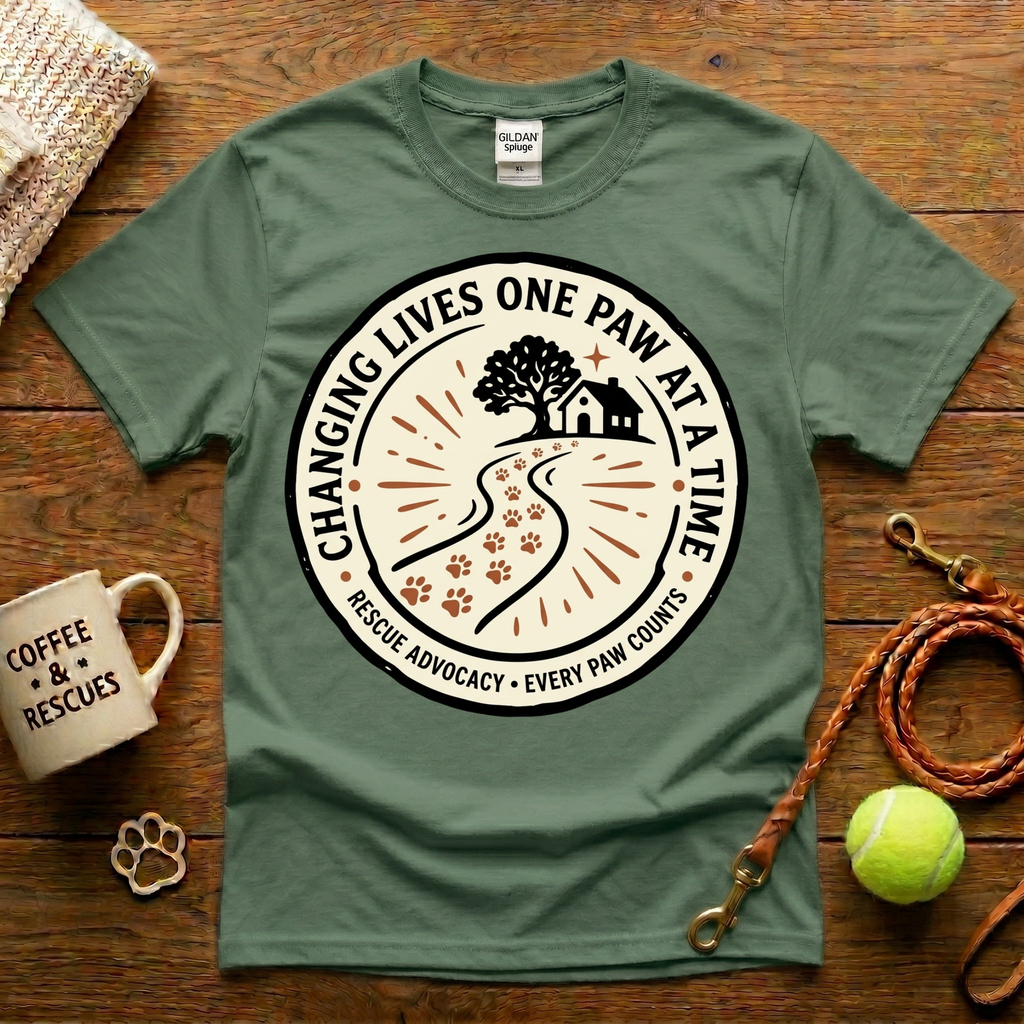 Changing Lives One Paw At A Time Animal Rescue T-Shirt - Tattoo Badge