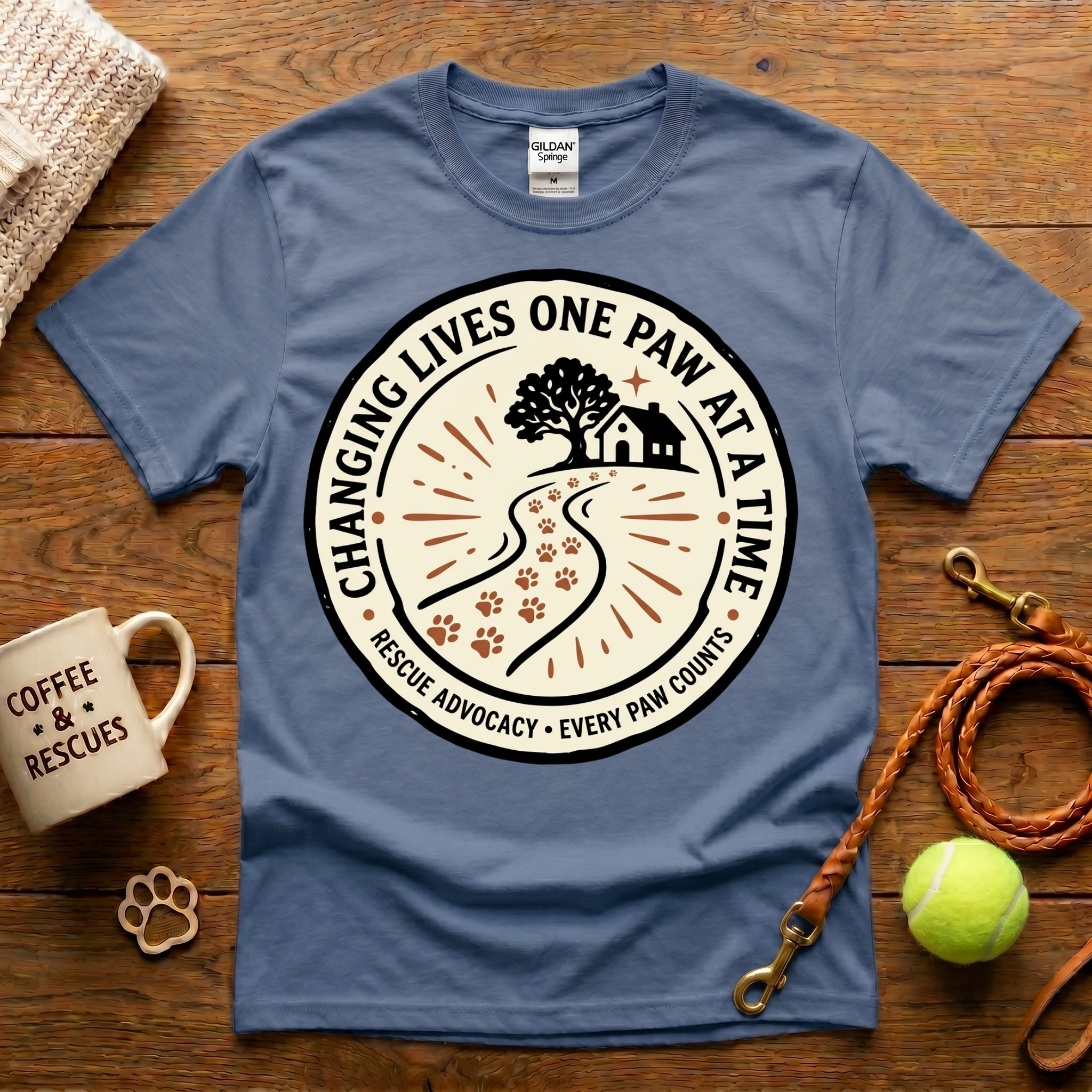 Changing Lives One Paw At A Time Animal Rescue T-Shirt - Tattoo Badge