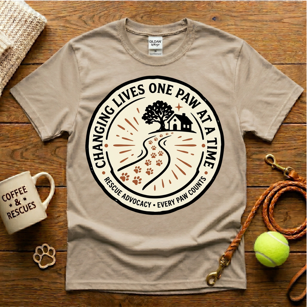 Changing Lives One Paw At A Time Animal Rescue T-Shirt - Tattoo Badge