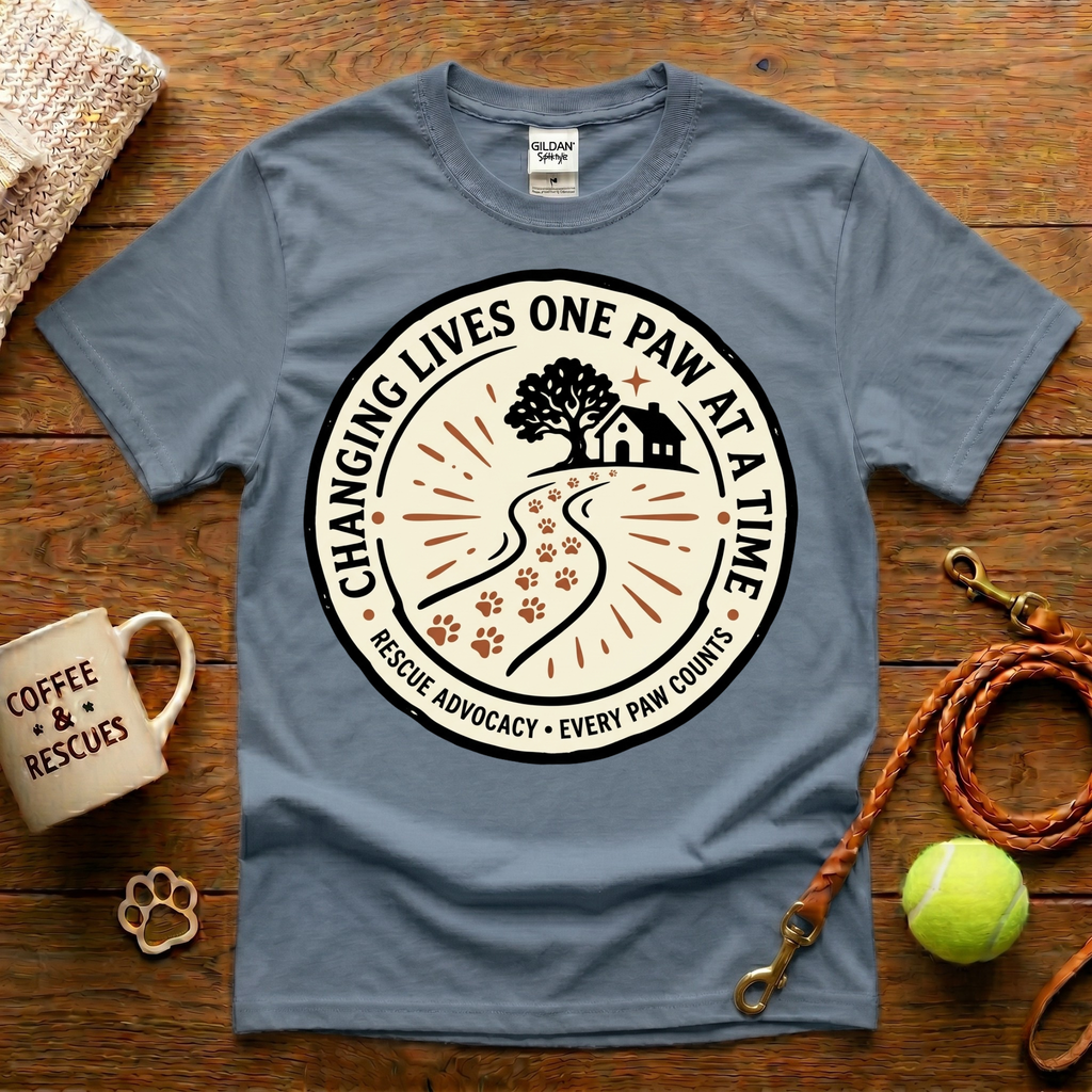 Changing Lives One Paw At A Time Animal Rescue T-Shirt - Tattoo Badge