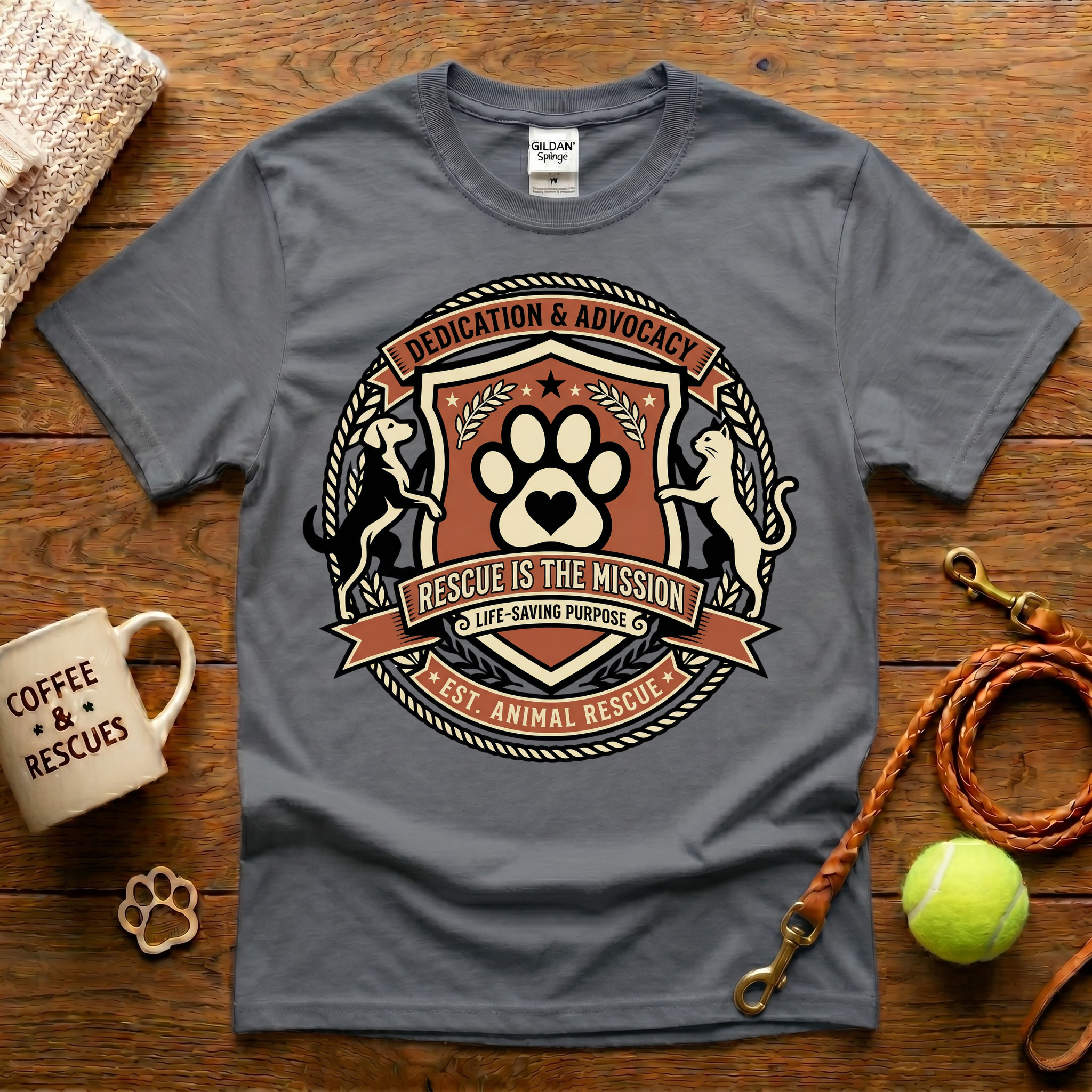Rescue Is The Mission Animal Rescue T-Shirt - Tattoo Badge