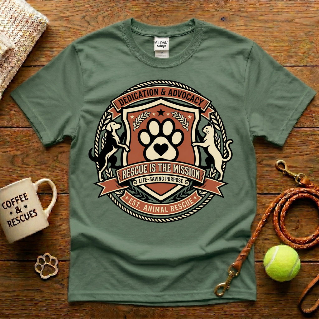 Rescue Is The Mission Animal Rescue T-Shirt - Tattoo Badge