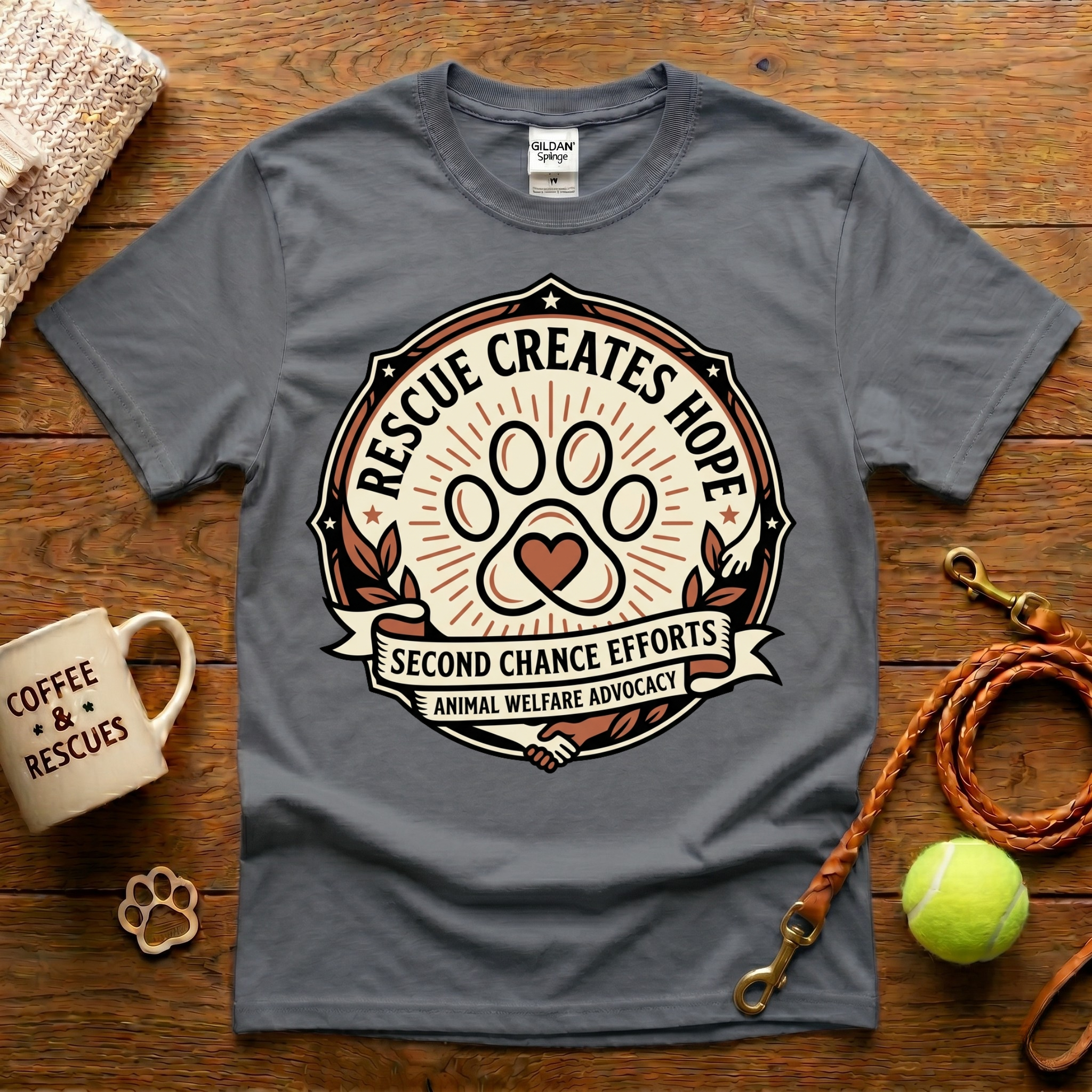 Rescue Creates Hope Animal Rescue T-Shirt - Tattoo Badge