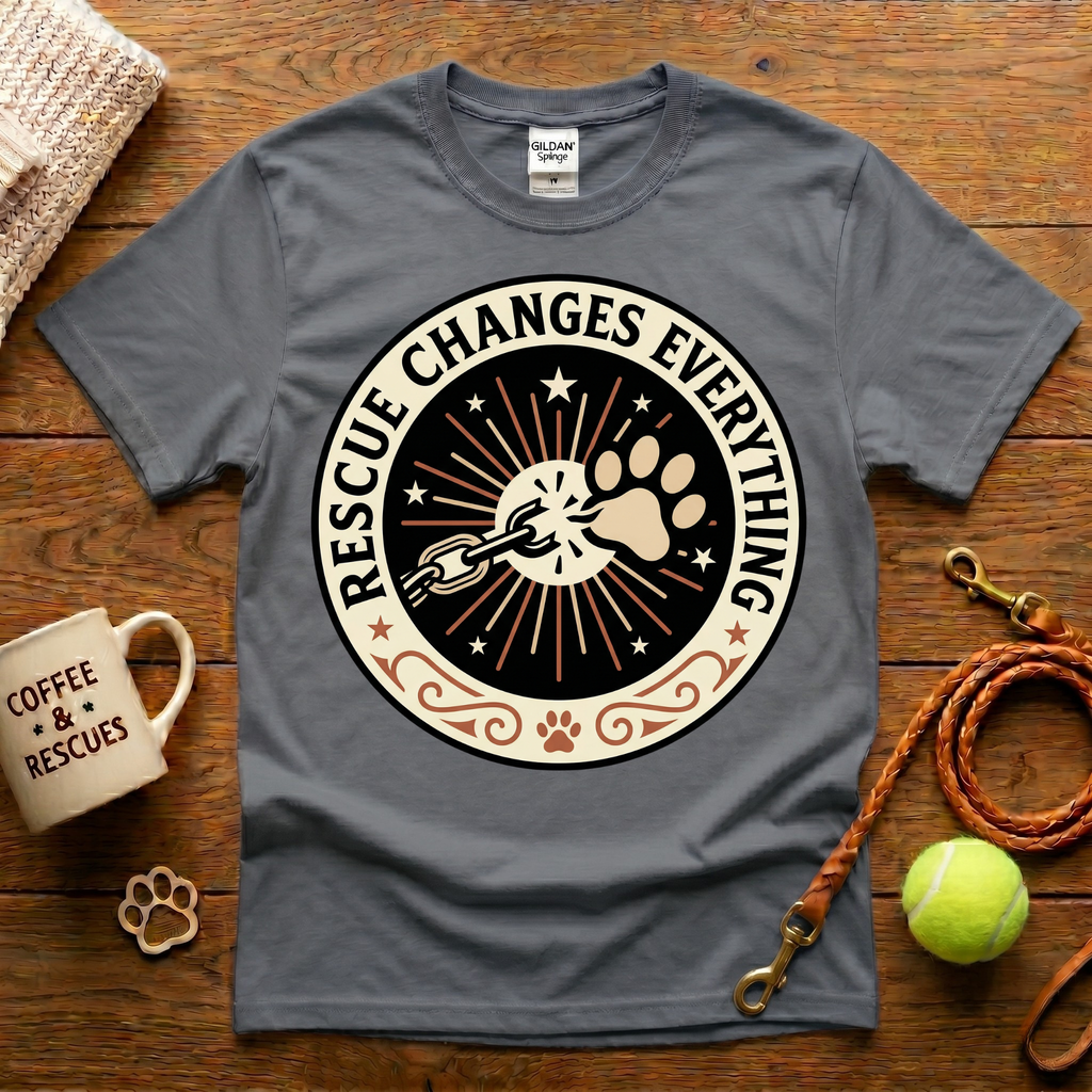 Rescue Changes Everything Animal Rescue T-Shirt - Tattoo Badge