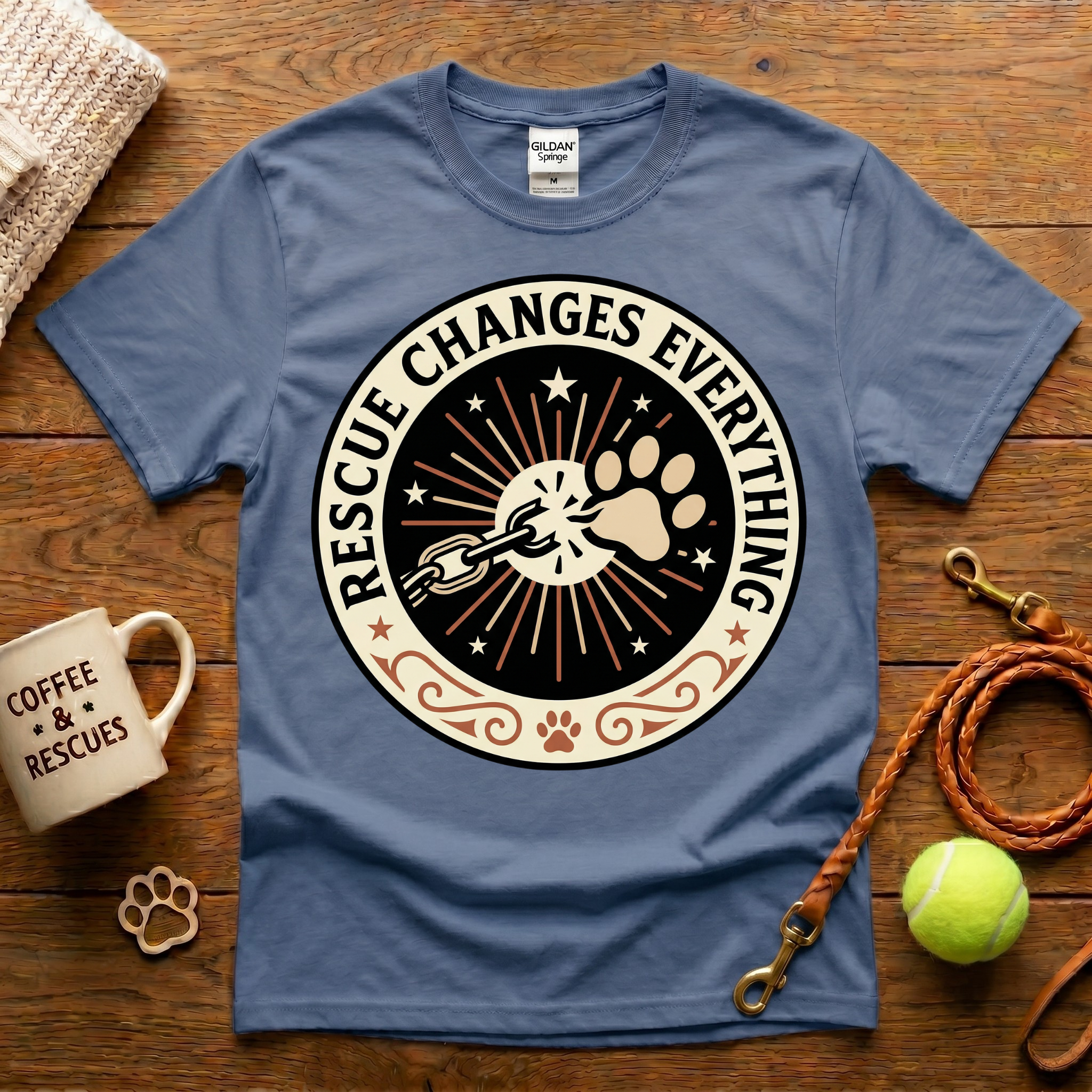 Rescue Changes Everything Animal Rescue T-Shirt - Tattoo Badge