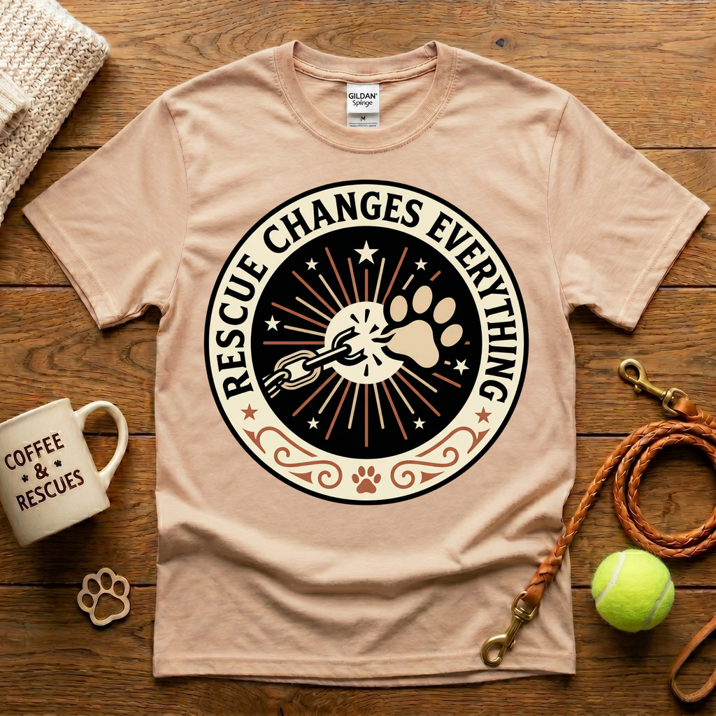 Rescue Changes Everything Animal Rescue T-Shirt - Tattoo Badge