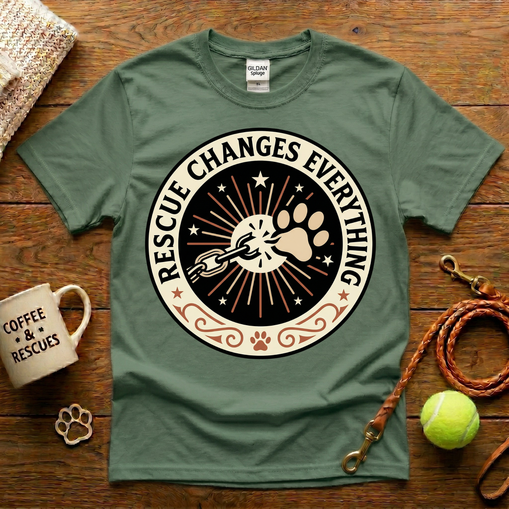 Rescue Changes Everything Animal Rescue T-Shirt - Tattoo Badge