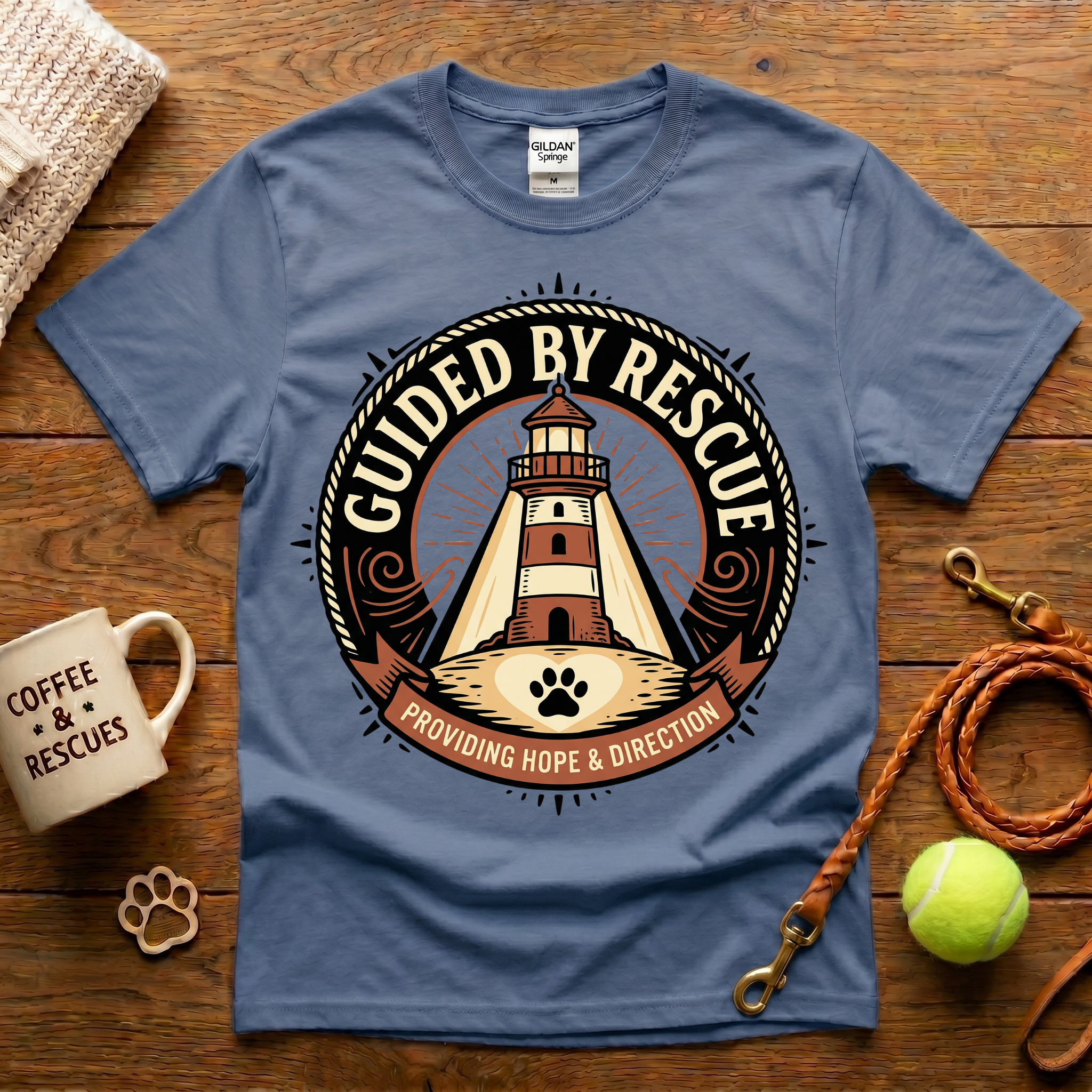 Guided By Rescue Animal Rescue T-Shirt - Tattoo Badge