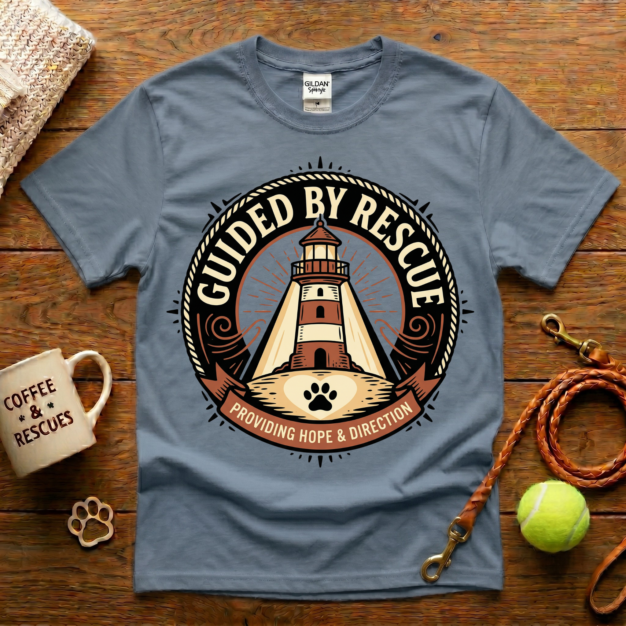 Guided By Rescue Animal Rescue T-Shirt - Tattoo Badge