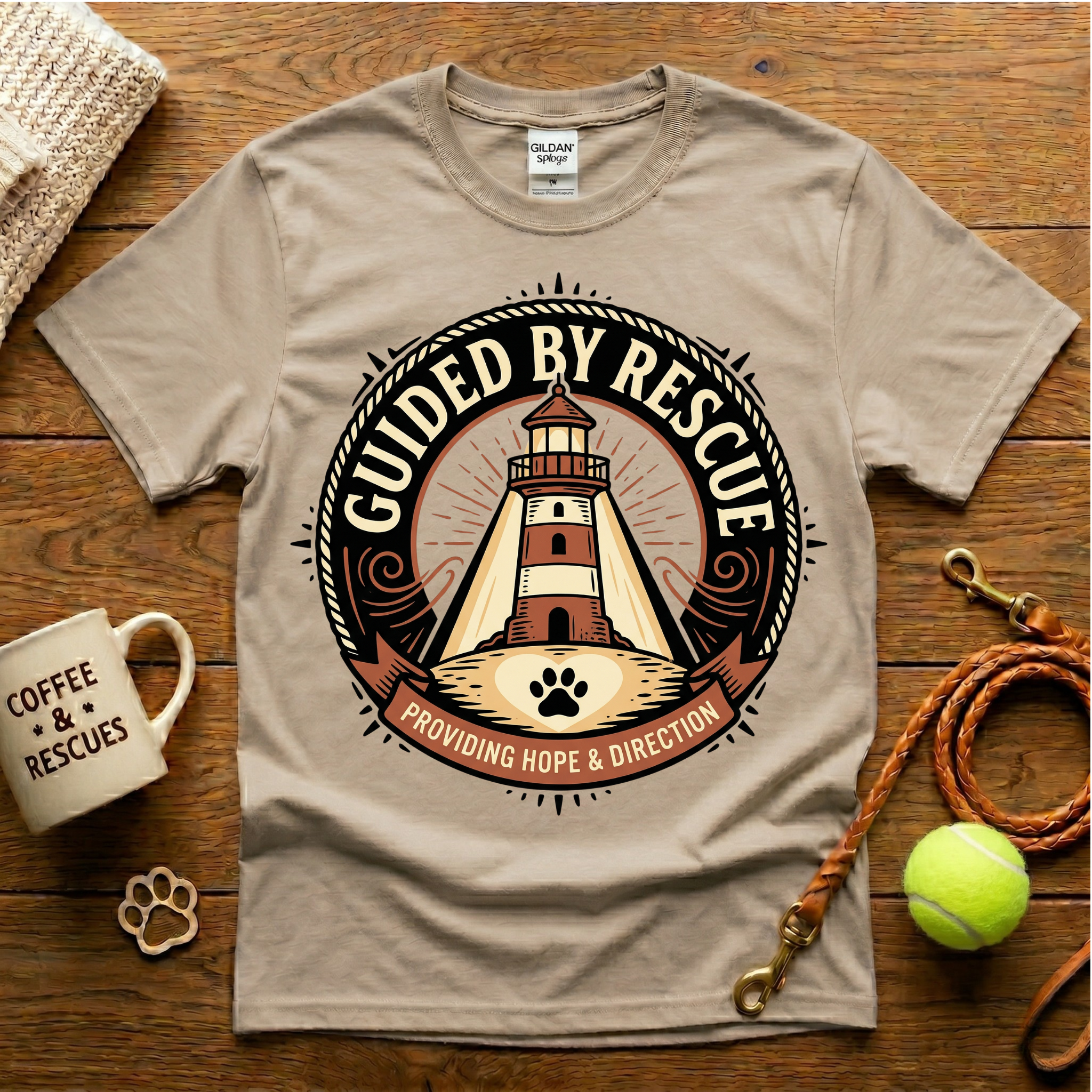 Guided By Rescue Animal Rescue T-Shirt - Tattoo Badge