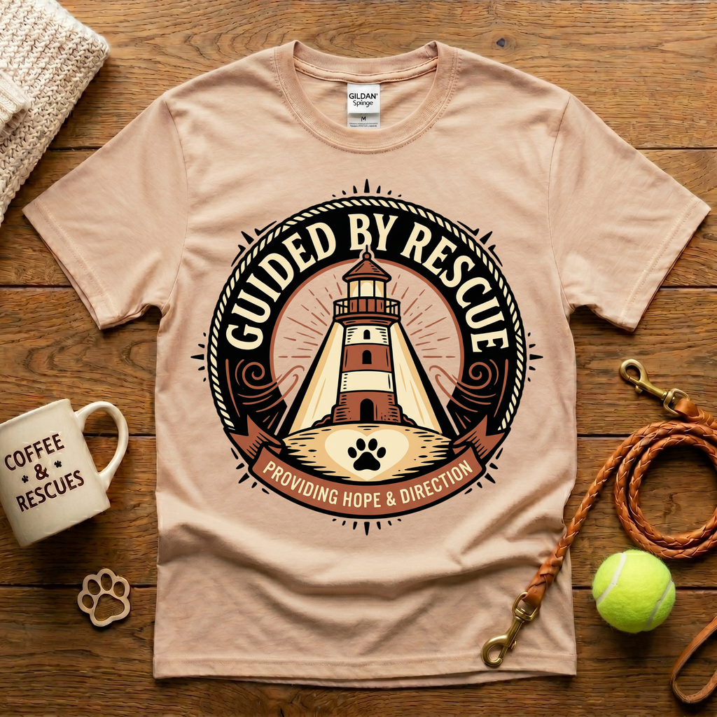 Guided By Rescue Animal Rescue T-Shirt - Tattoo Badge