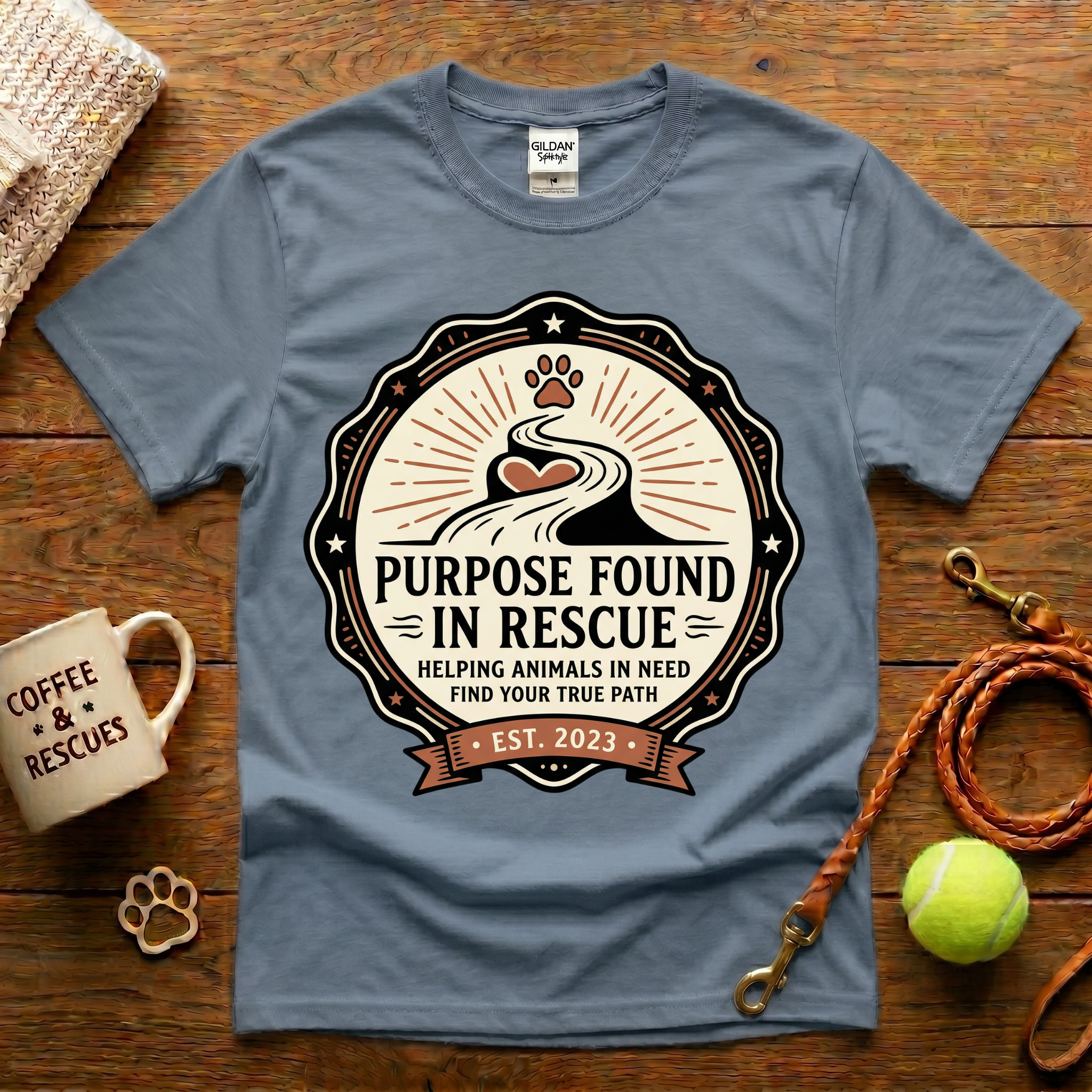 Purpose Found In Rescue Animal Rescue T-Shirt - Tattoo Badge