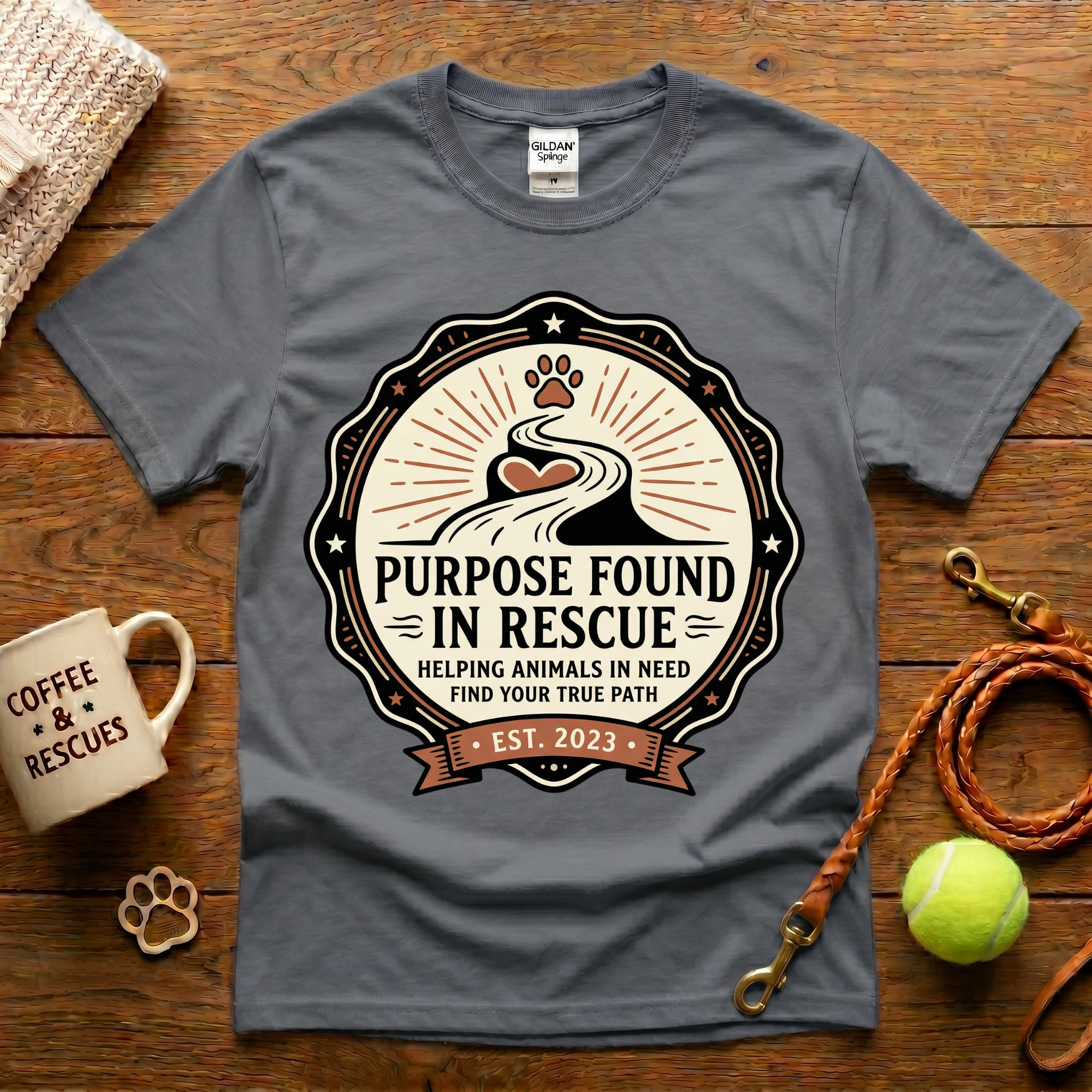Purpose Found In Rescue Animal Rescue T-Shirt - Tattoo Badge