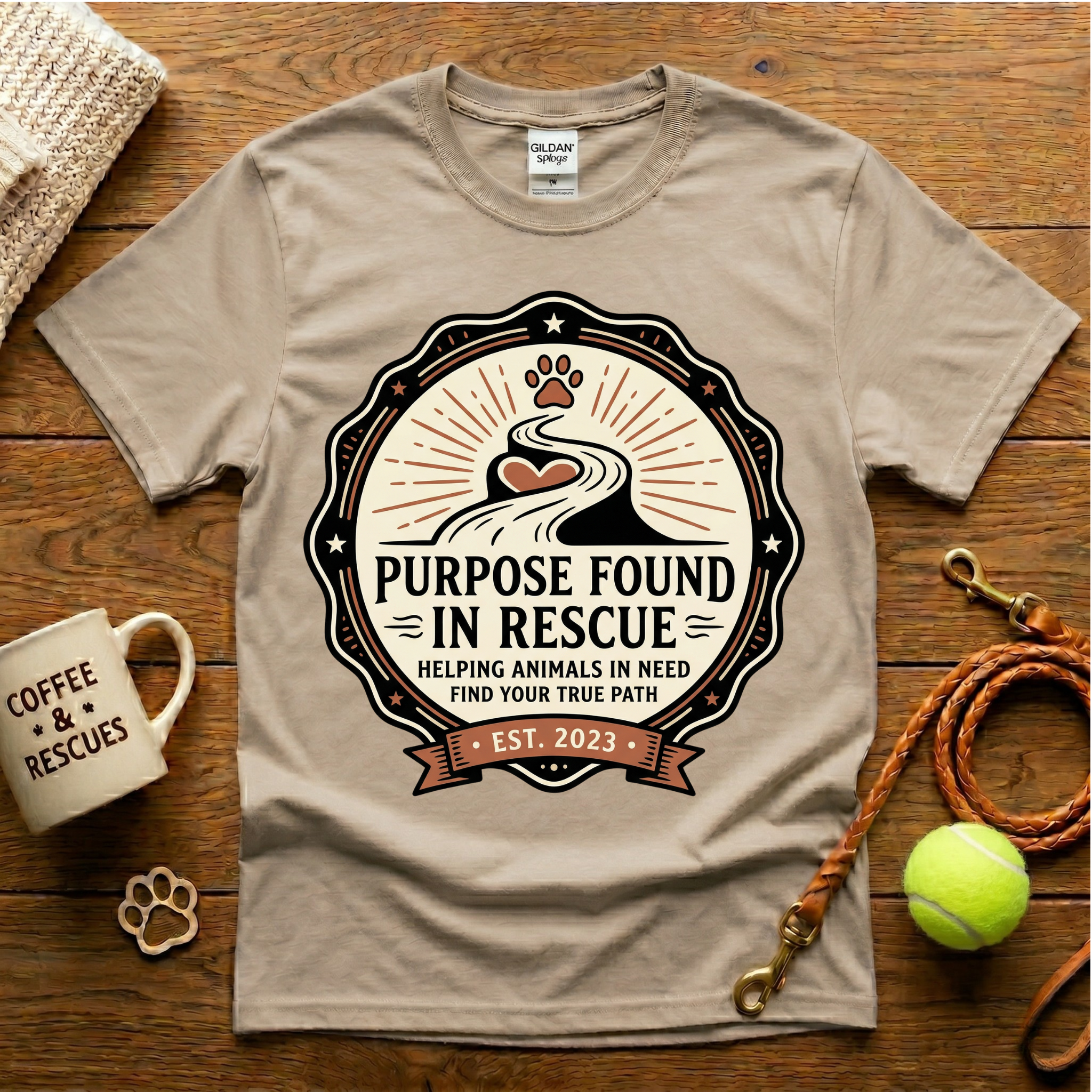 Purpose Found In Rescue Animal Rescue T-Shirt - Tattoo Badge