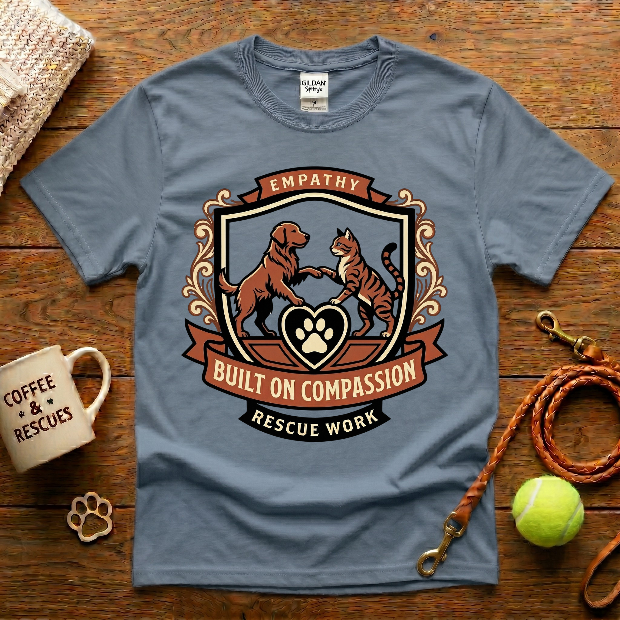 Built On Compassion Animal Rescue T-Shirt - Tattoo Badge