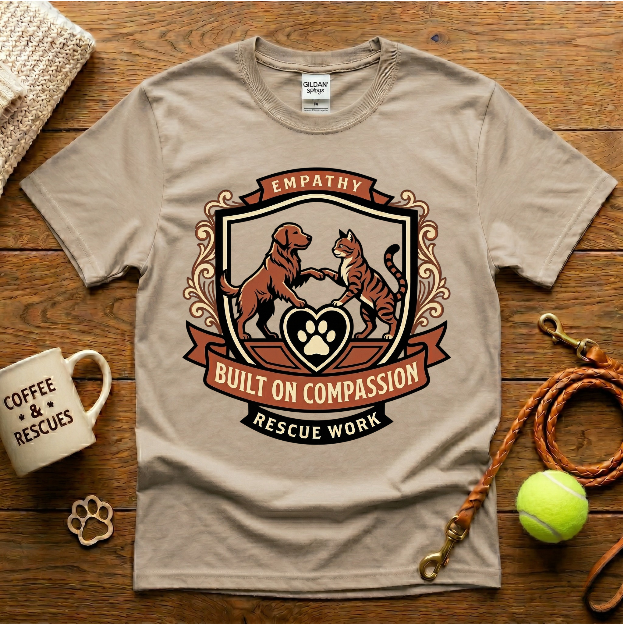 Built On Compassion Animal Rescue T-Shirt - Tattoo Badge