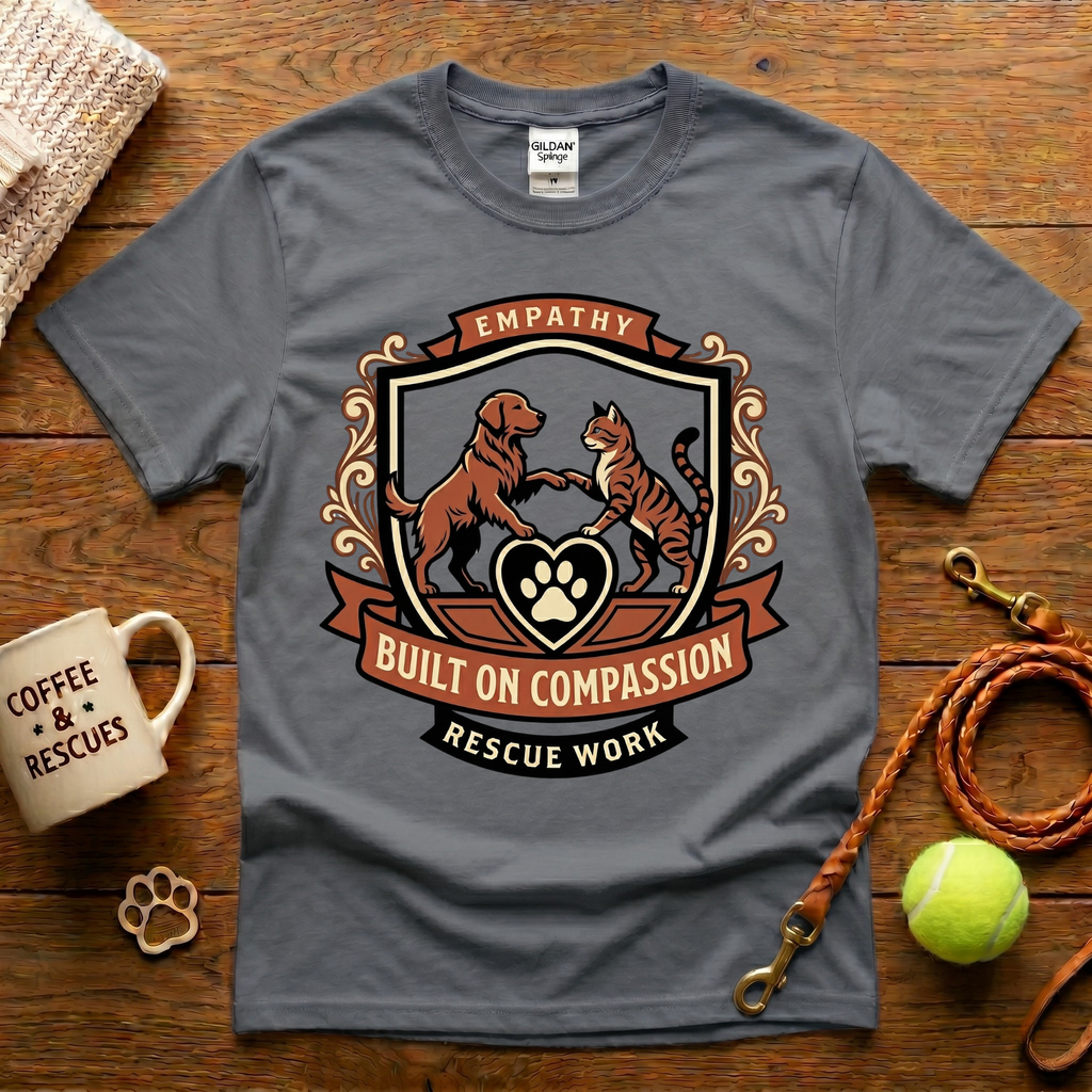Built On Compassion Animal Rescue T-Shirt - Tattoo Badge