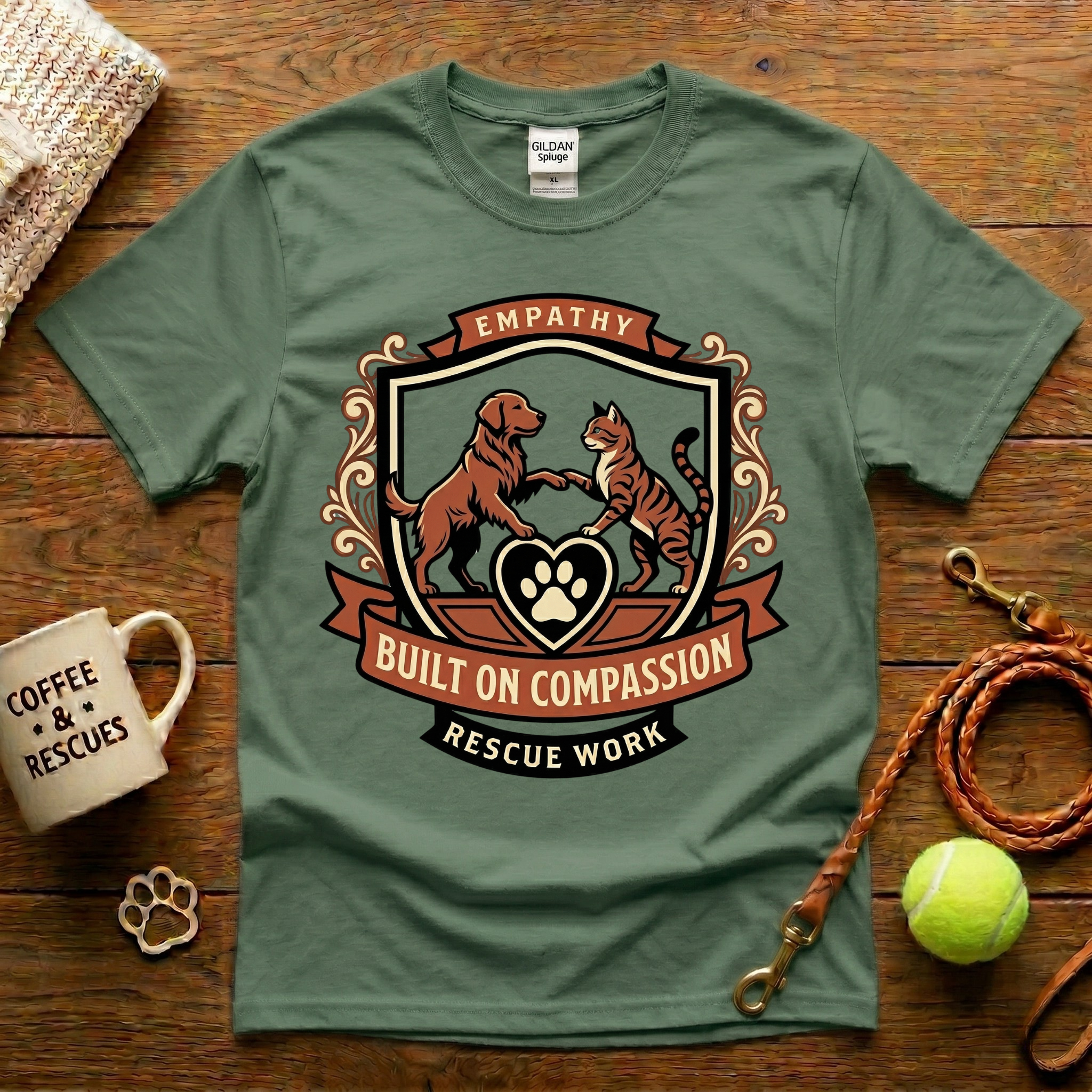 Built On Compassion Animal Rescue T-Shirt - Tattoo Badge