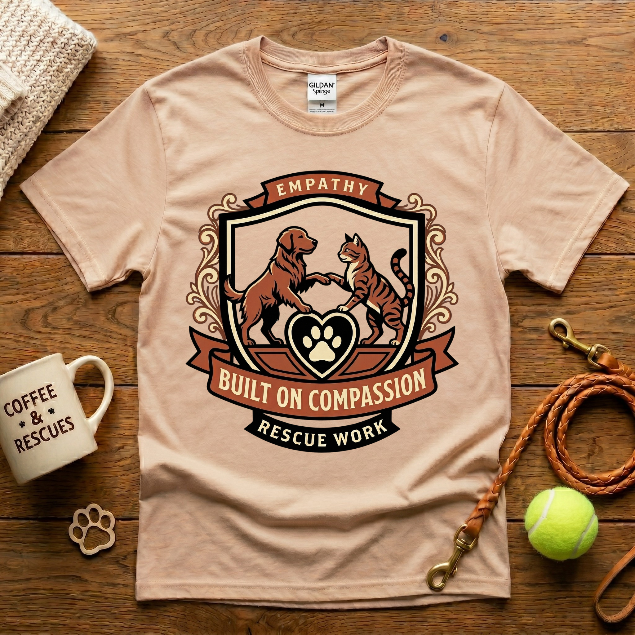 Built On Compassion Animal Rescue T-Shirt - Tattoo Badge